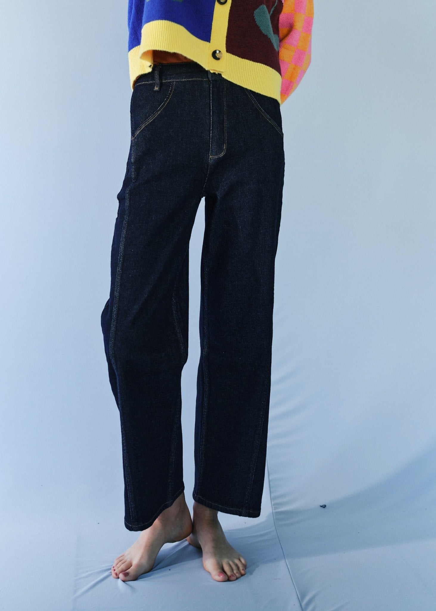 View our Barrel Leg Jeans in Dark Blue - by Tribute Store