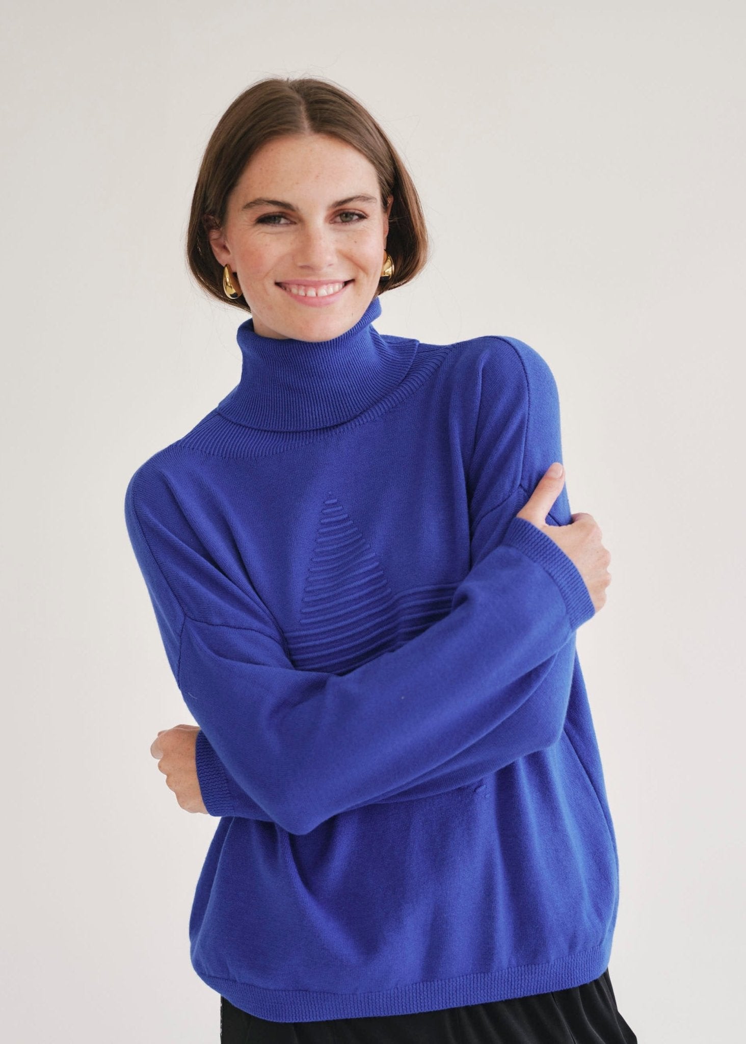 View our Bastille Royal Blue Polo Neck Knit with Star Front - by Tribute Store