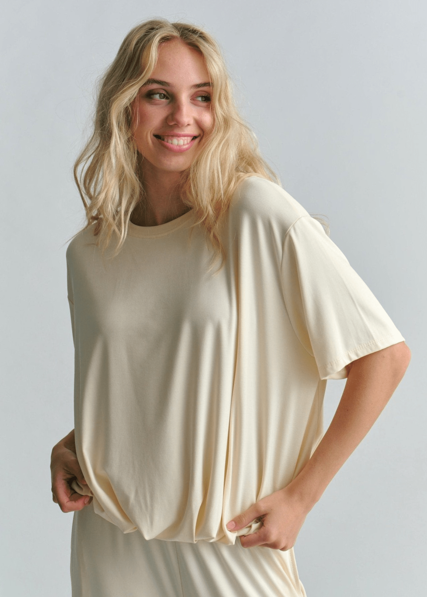View our Beurre Butter Feel Bubble Tee In Butter Yellow - by Tribute Store
