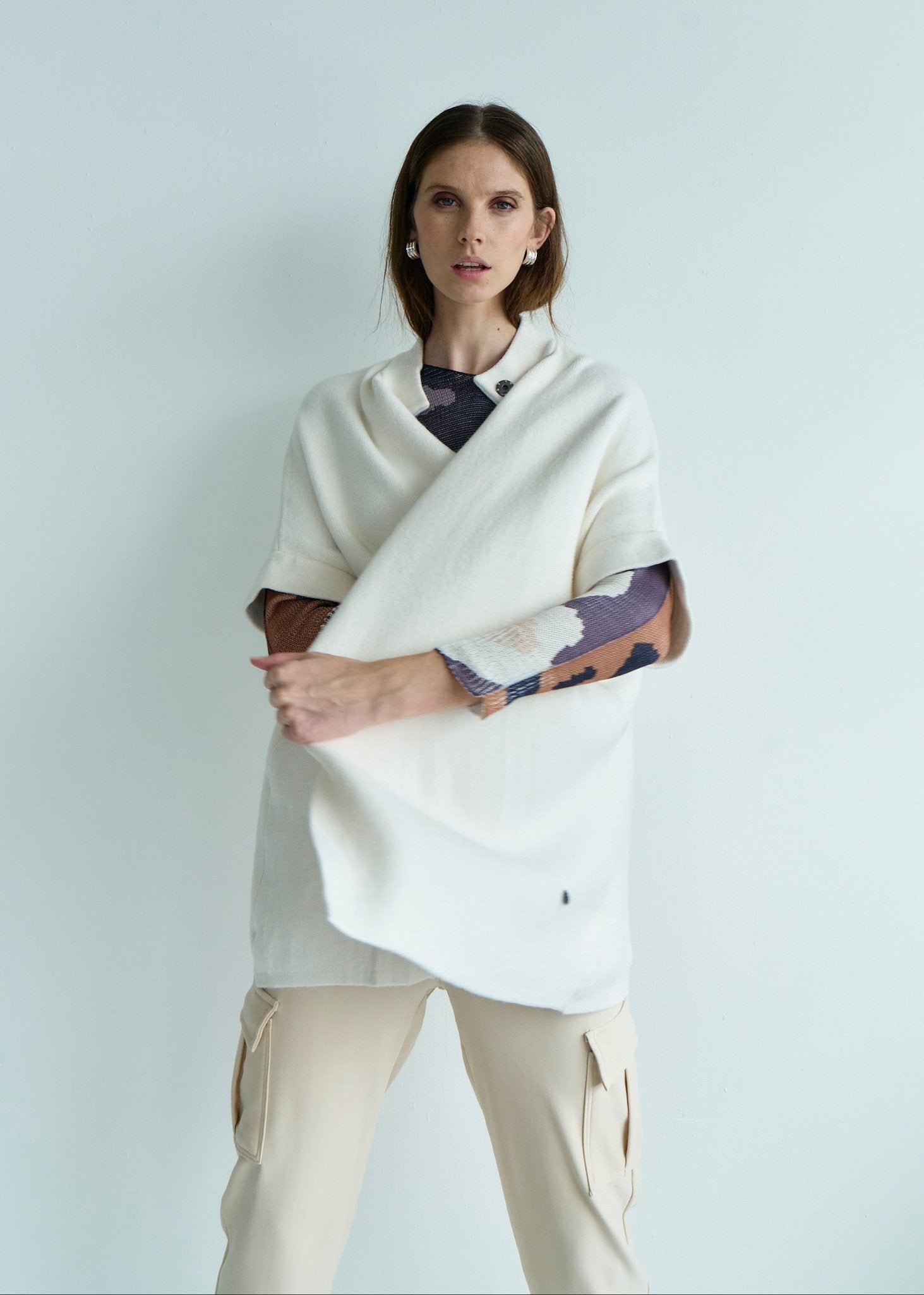 View our Blair Tailored Cape Viscose Knitted in Cream - by Tribute Store