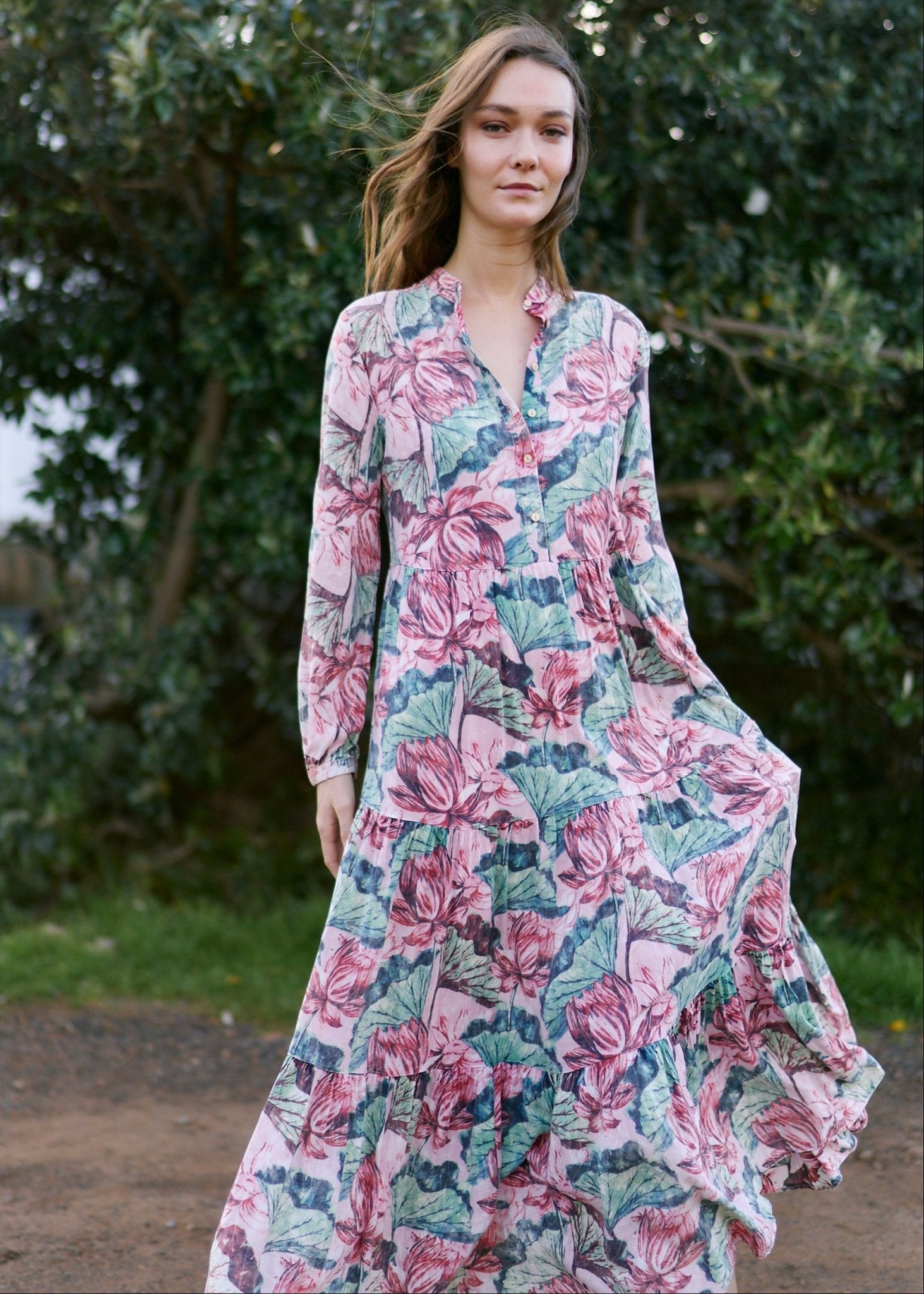 View our Bohemian Shirt Dress with Faded Floral Print - by Tribute Store