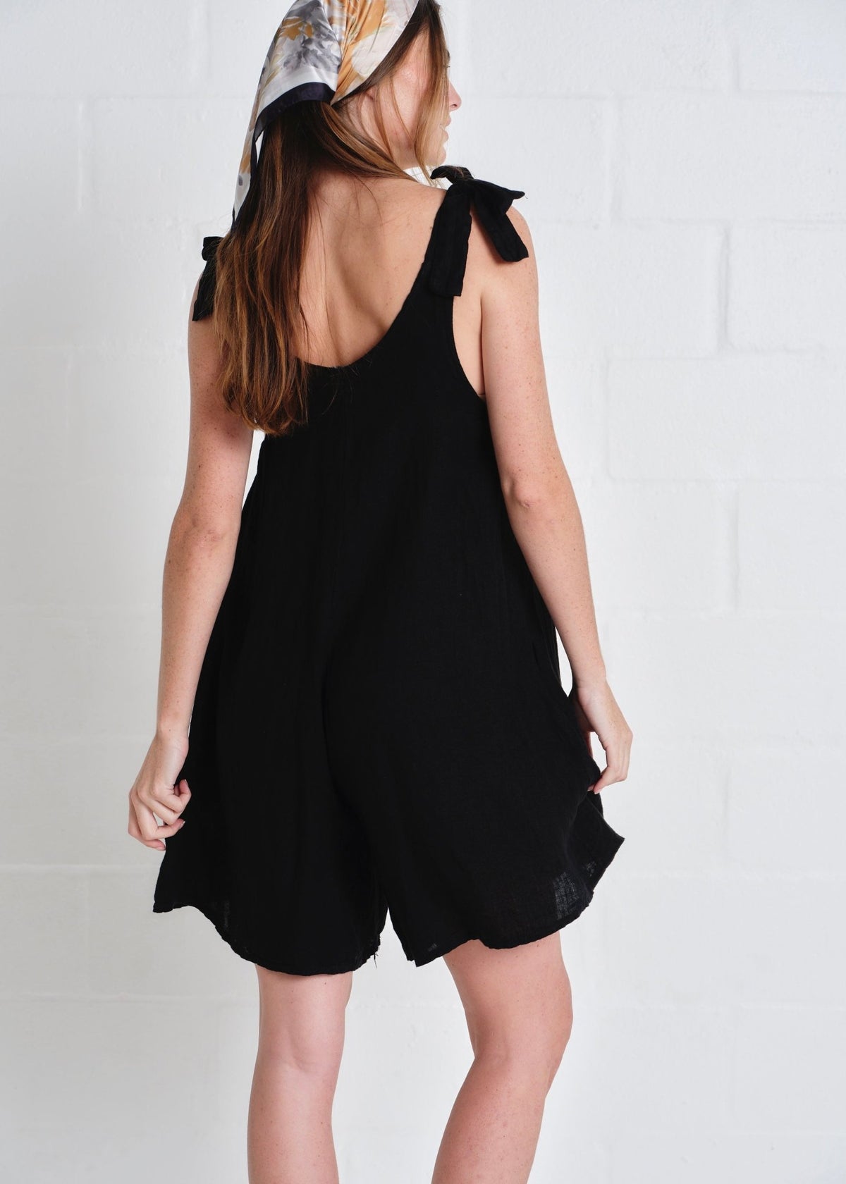 View our Bondi Italian Linen Playsuit In Black - by Tribute Store