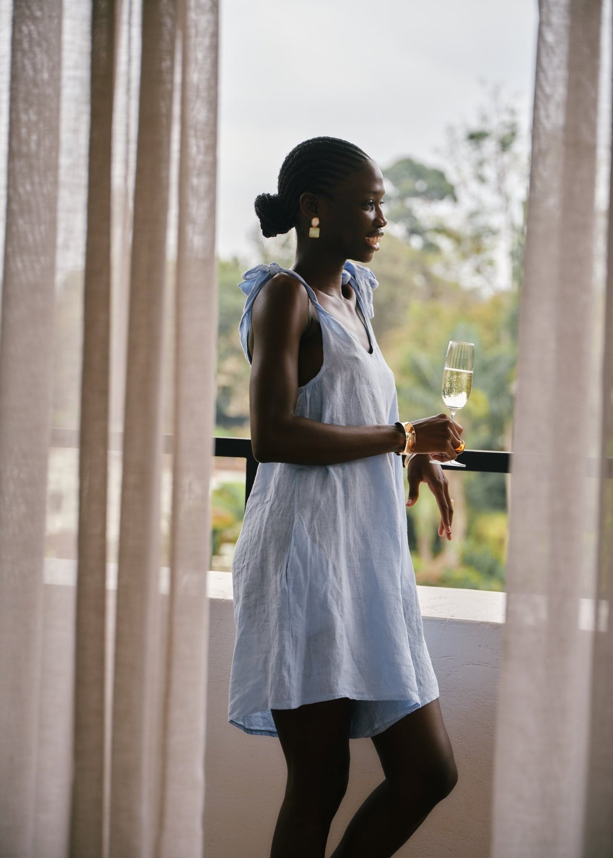 View our Bondi Italian Linen Playsuit In Sky Blue - by Tribute Store