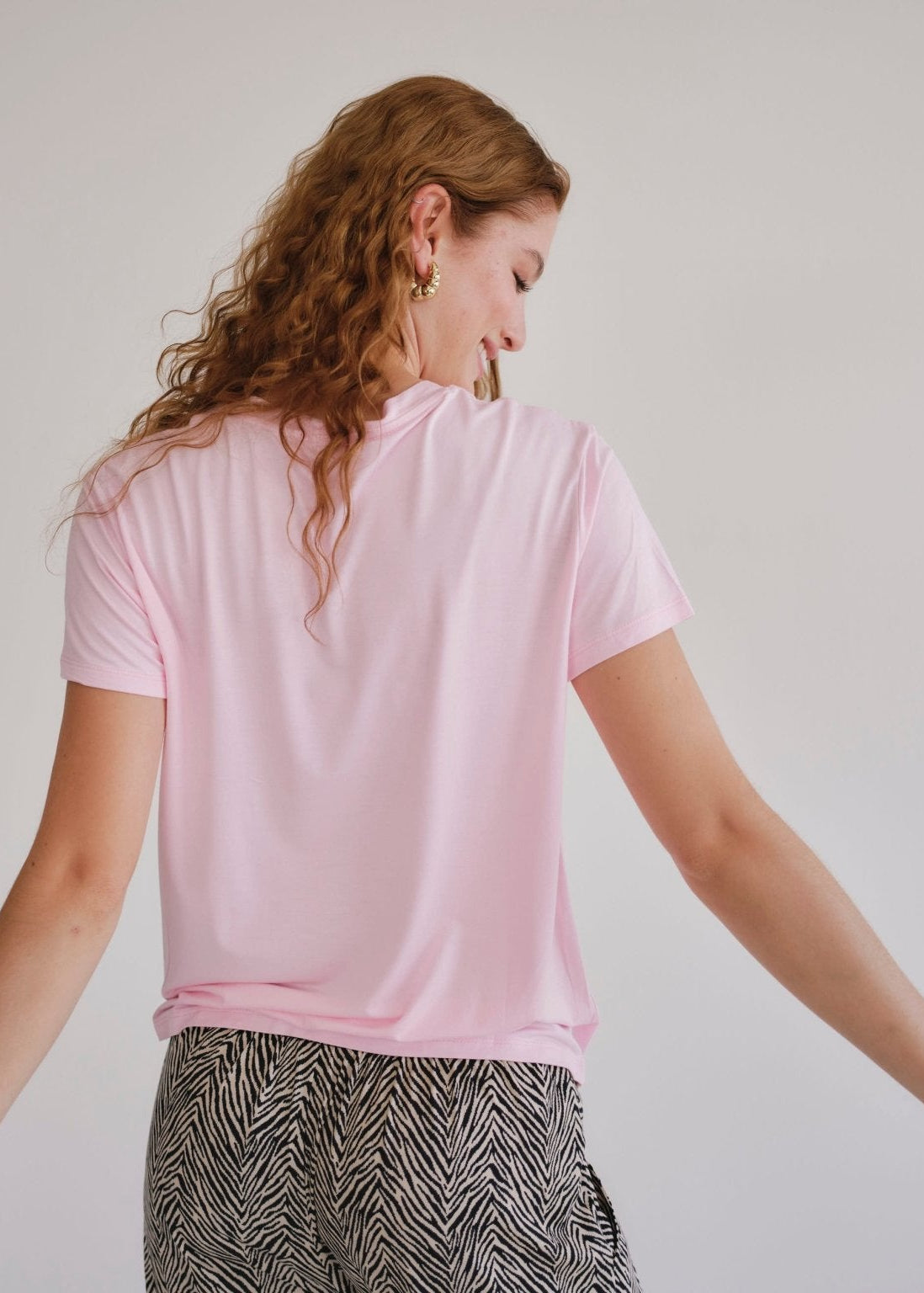 View our Butter Soft Summer Crew Neck Tee In Pink - by Tribute Store