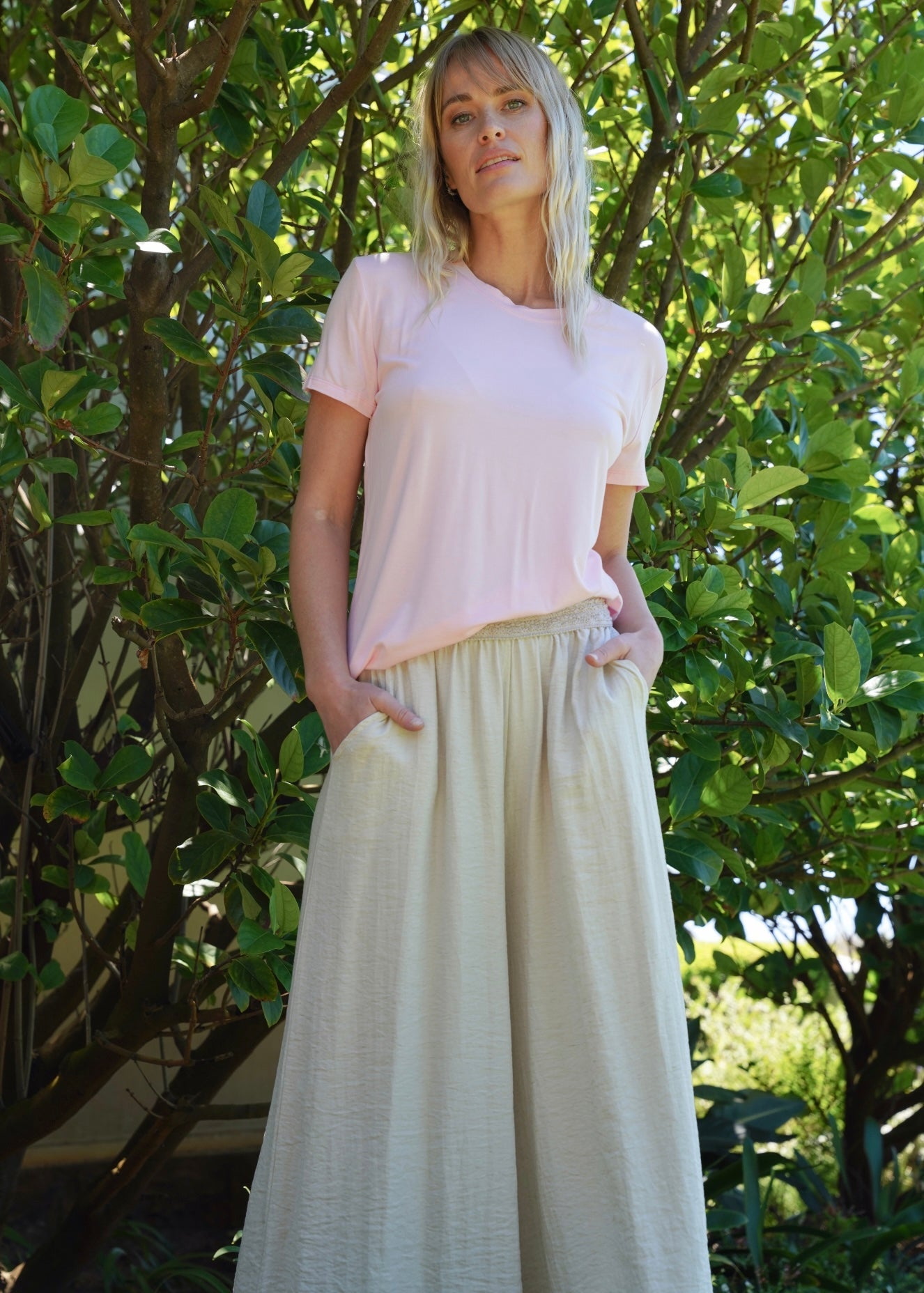 View our Butter Soft Summer Crew Neck Tee In Pink - by Tribute Store