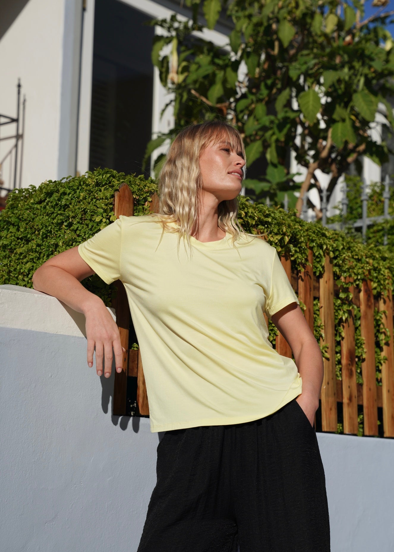 View our Butter Soft Summer Crew Neck Tee In Yellow - by Tribute Store