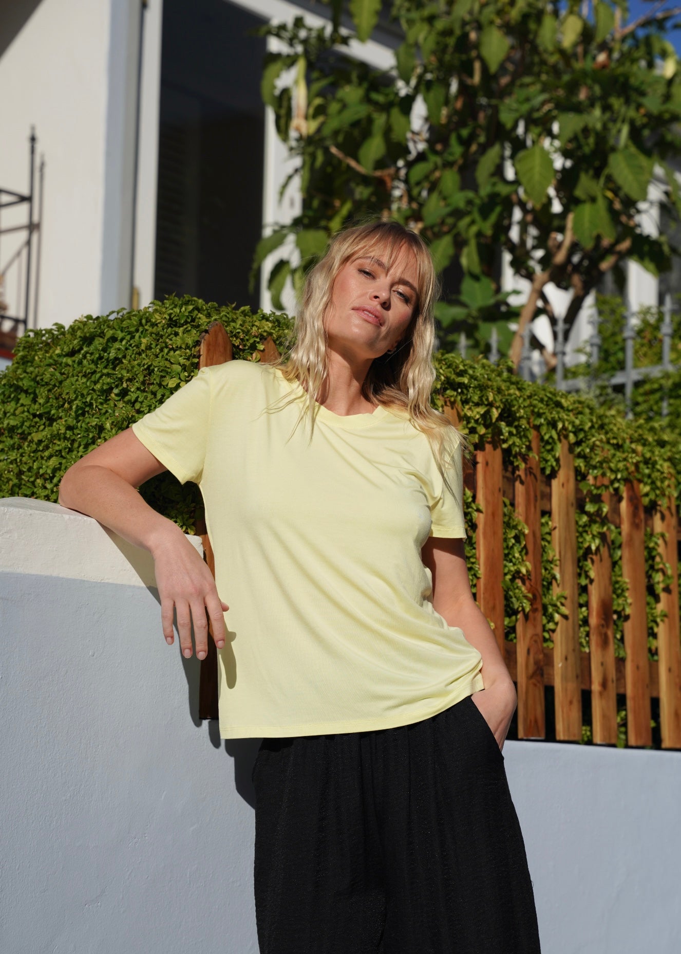 View our Butter Soft Summer Crew Neck Tee In Yellow - by Tribute Store