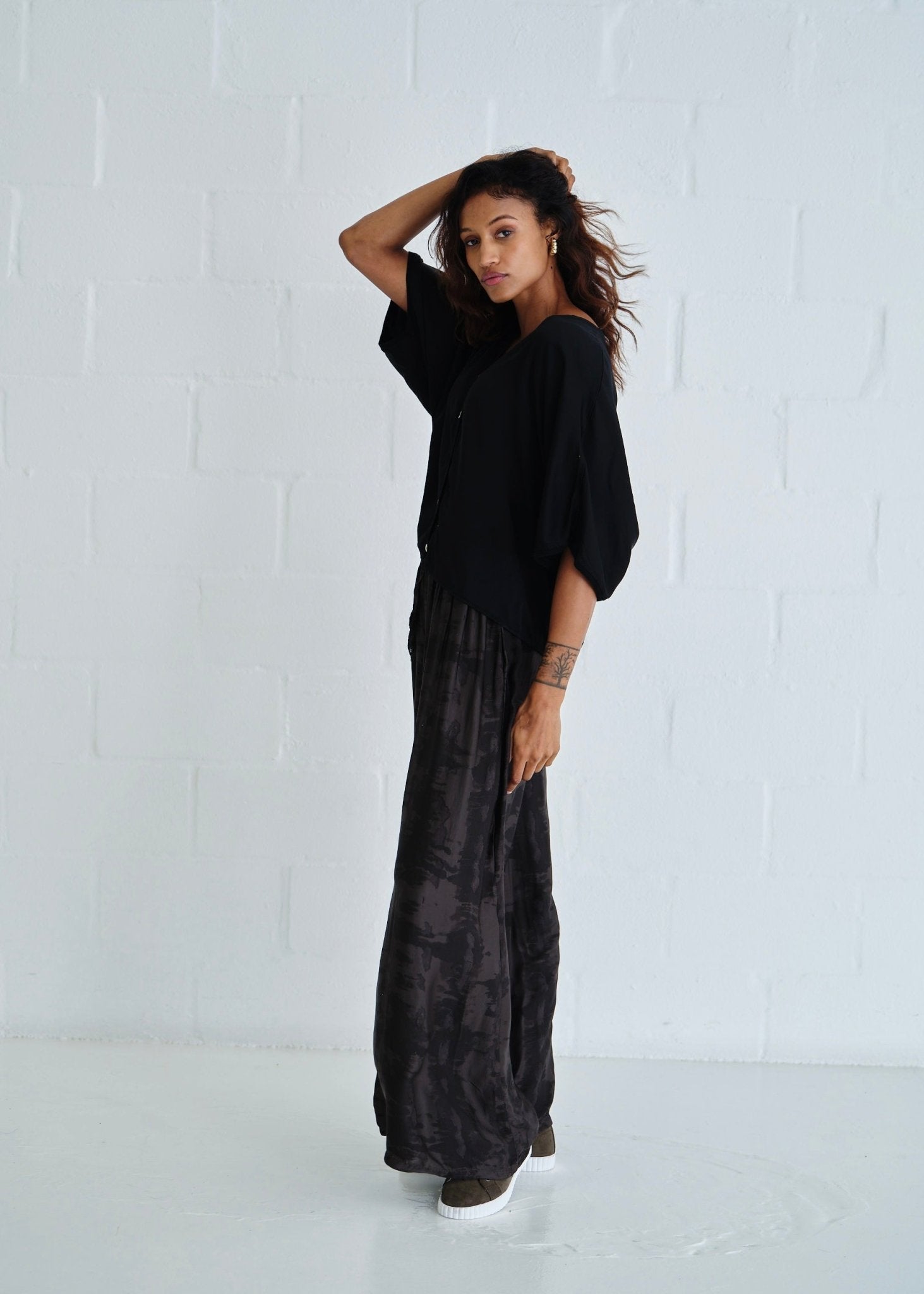 View our Button Up Cardi With 3/4 Sleeves In Black - by Tribute Store