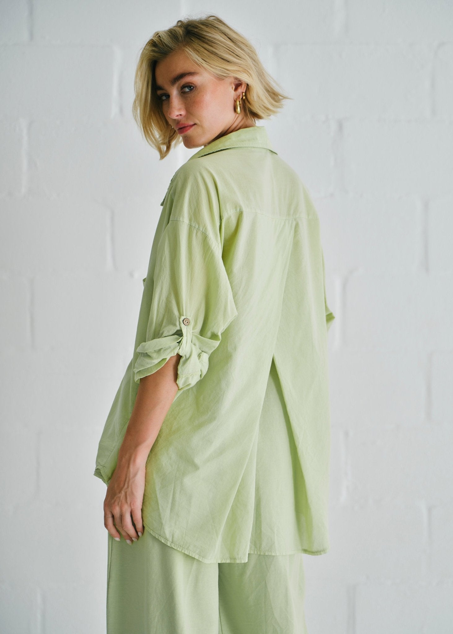 View our Calabria Italian Cotton Shirt In Apple Green - by Tribute Store