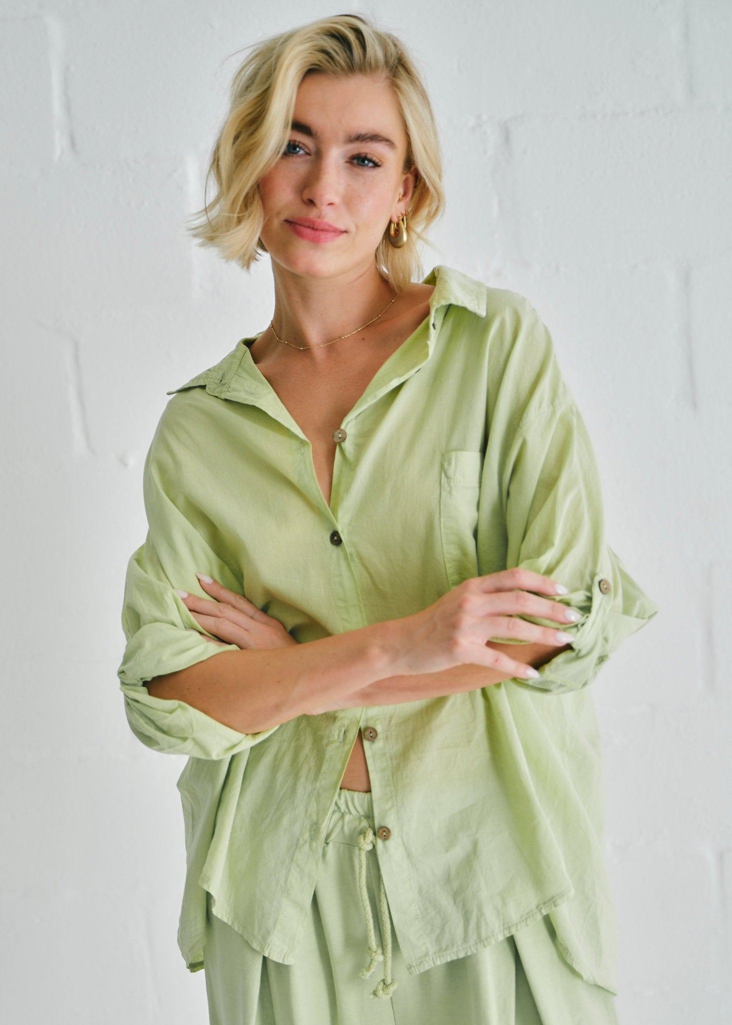 View our Calabria Italian Cotton Shirt In Apple Green - by Tribute Store