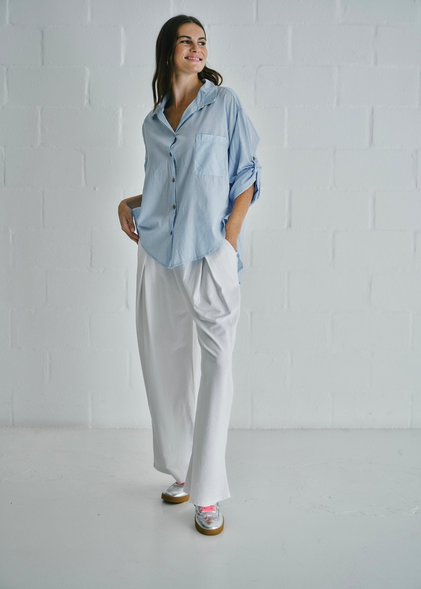 View our Calabria Italian Cotton Shirt In Light Blue - by Tribute Store
