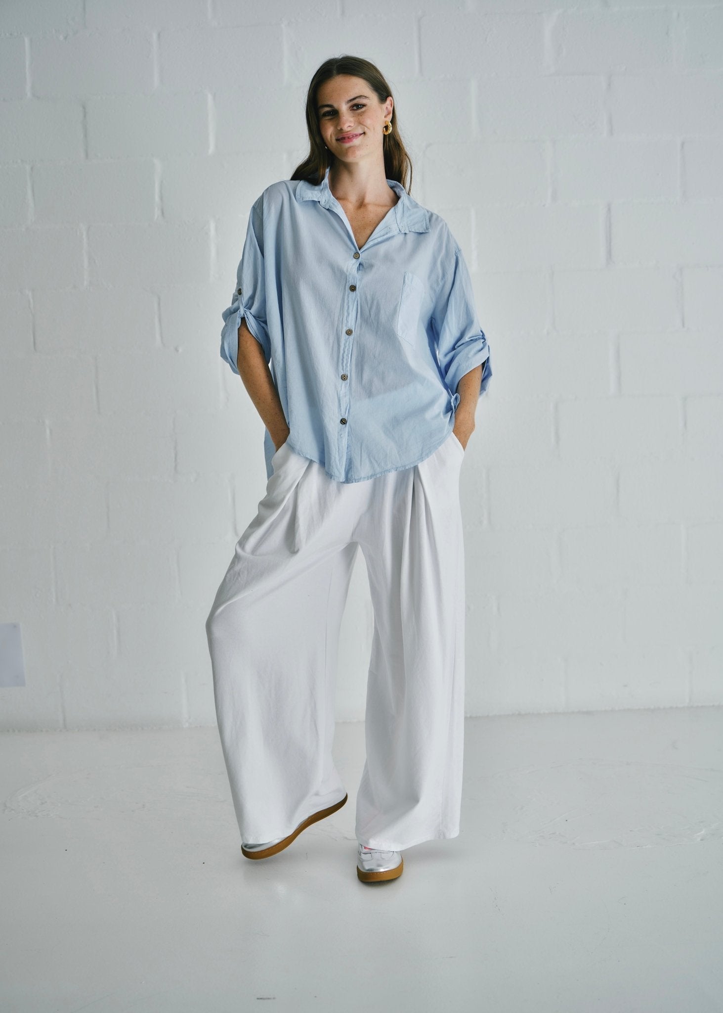 View our Calabria Italian Cotton Shirt In Light Blue - by Tribute Store