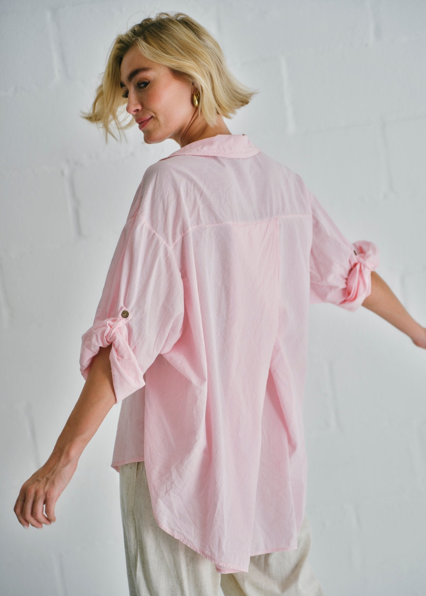 View our Calabria Italian Cotton Shirt In Pink - by Tribute Store