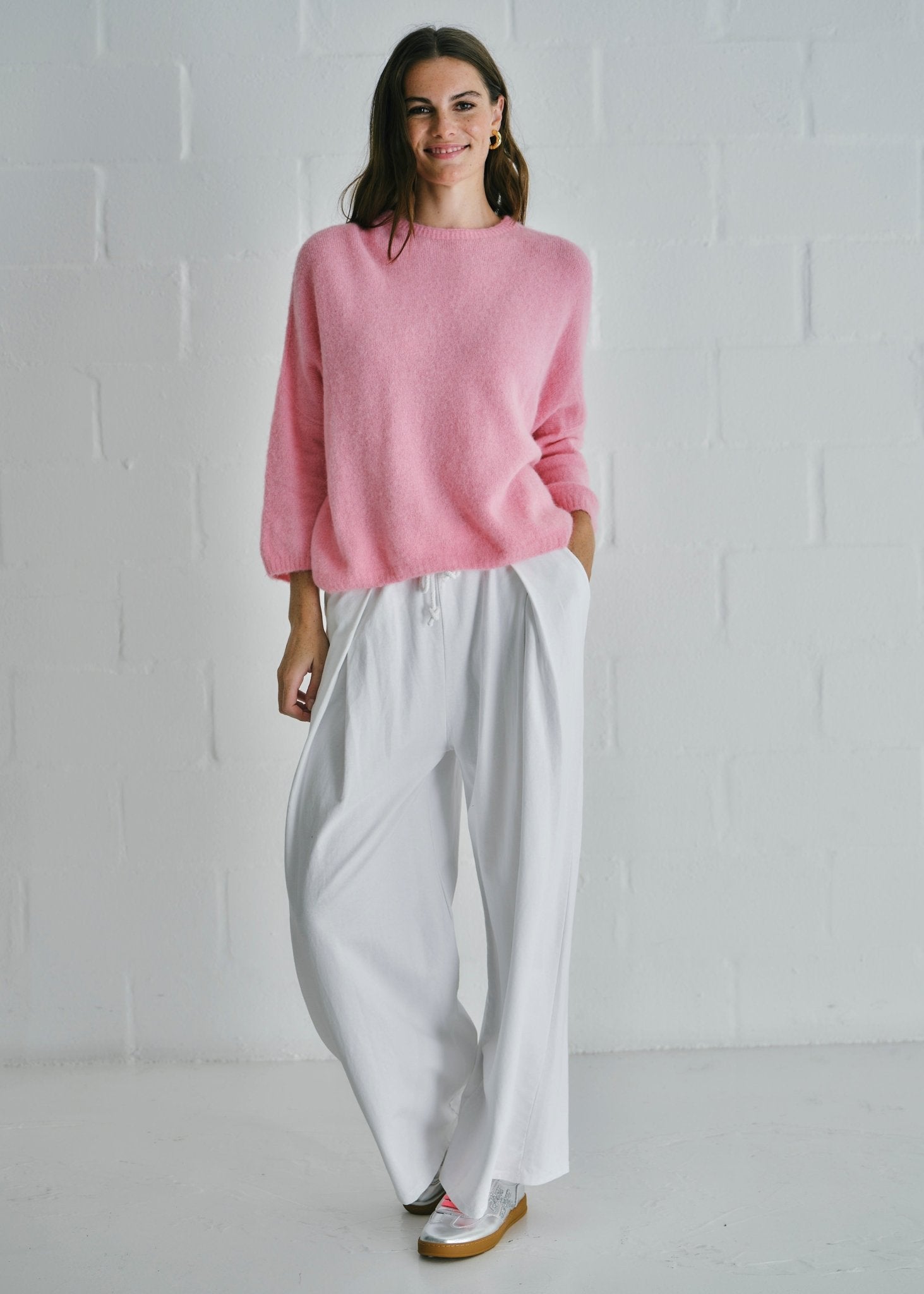 View our Calabria Italian Wide Leg Tracksuit Pants White - by Tribute Store