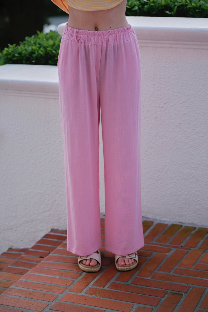 View our Camogli Palazzo Linen Blend Pants In Fuchsia - by Tribute Store