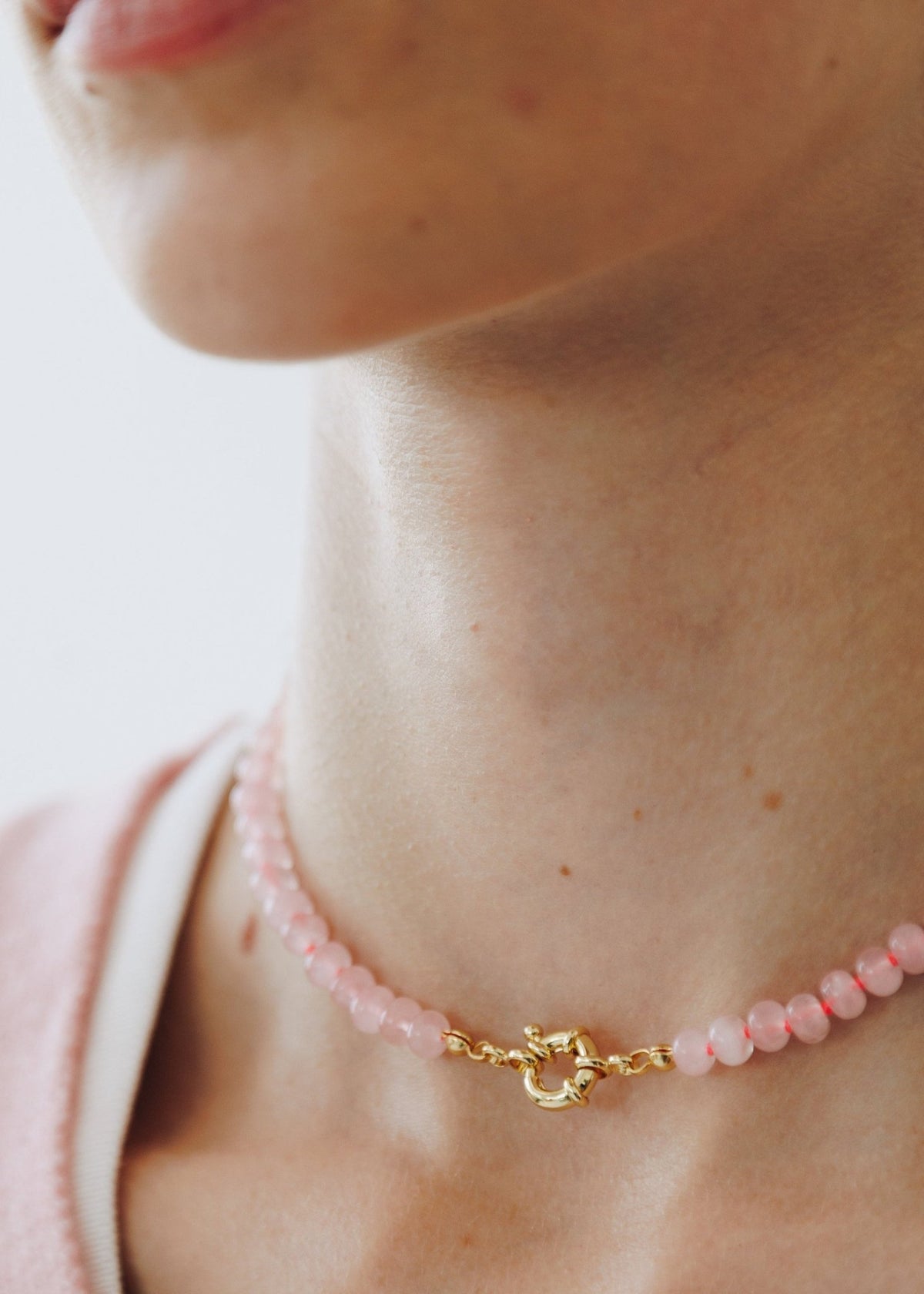 View our Candy Rose Quartz Starfish Stone Necklace - by Tribute Store
