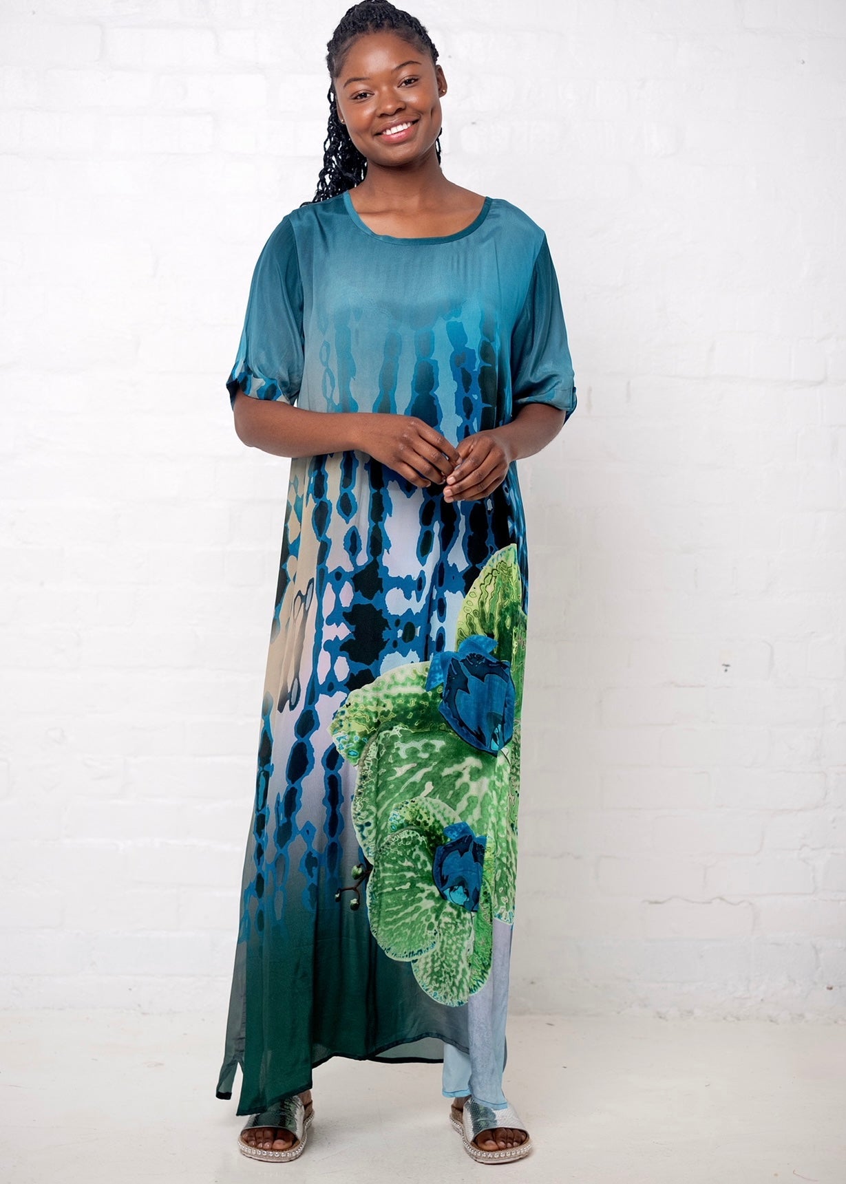 View our Cassidy Dress in Teal Orchid - by Tribute Store