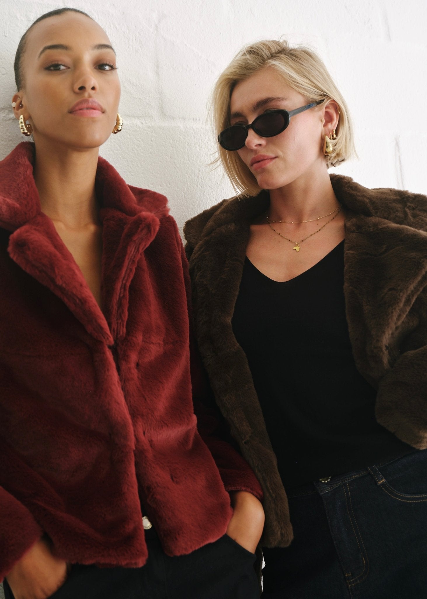 View our Chic Burgundy Faux Fur Jacket - by Tribute Store