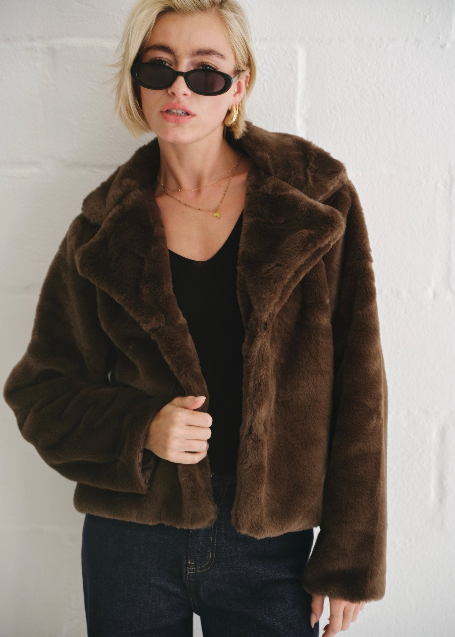 View our Chic Chocolate Brown Faux Fur Jacket - by Tribute Store