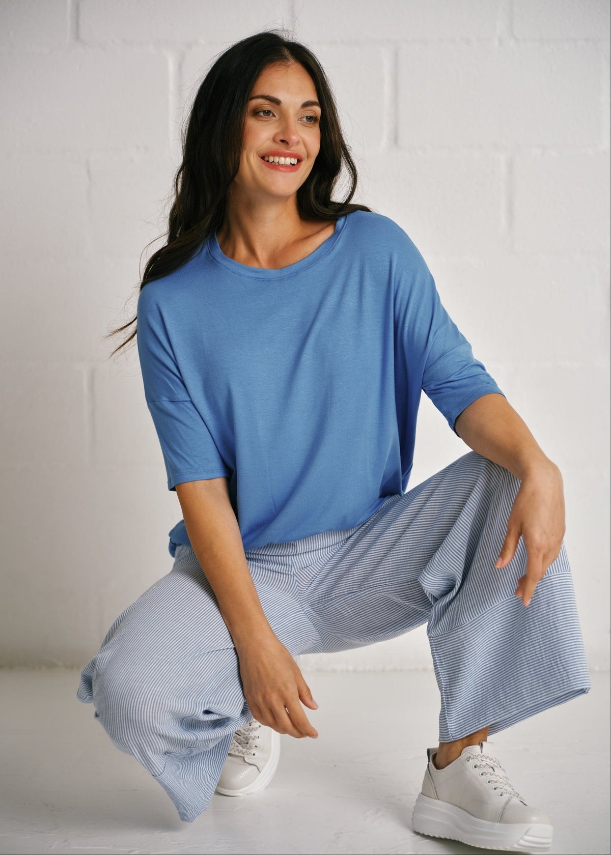 View our Chloe Classic Tee With Back Seam In Blue - by Tribute Store