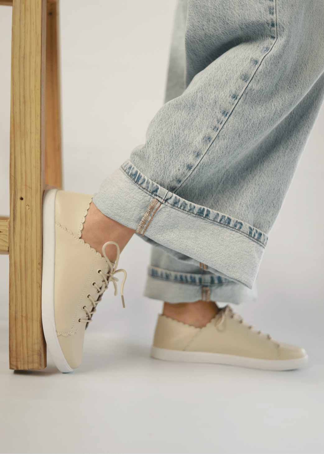 View our Chloe Leather Sneakers In Beige - by Tribute Store