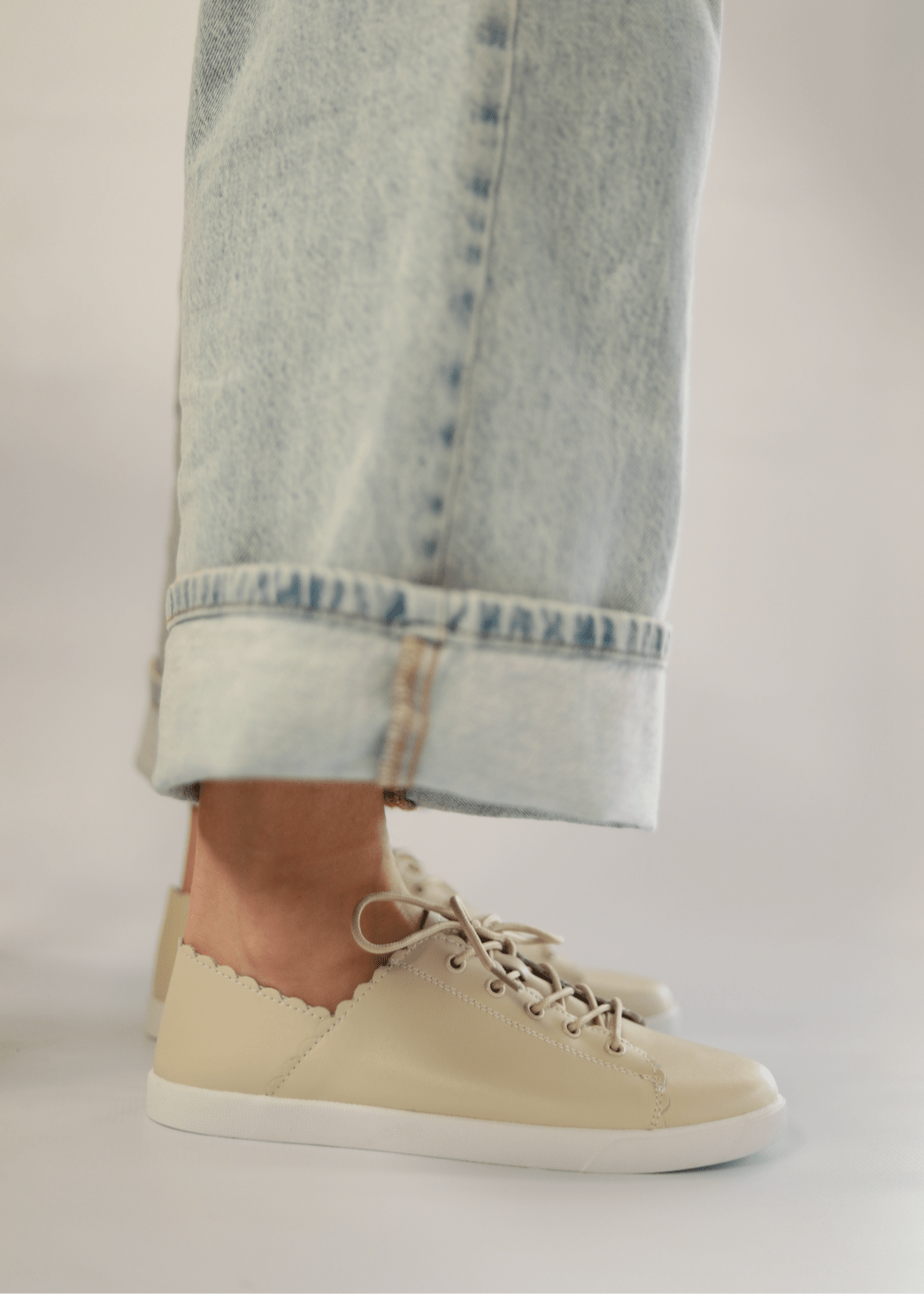 View our Chloe Leather Sneakers In Beige - by Tribute Store