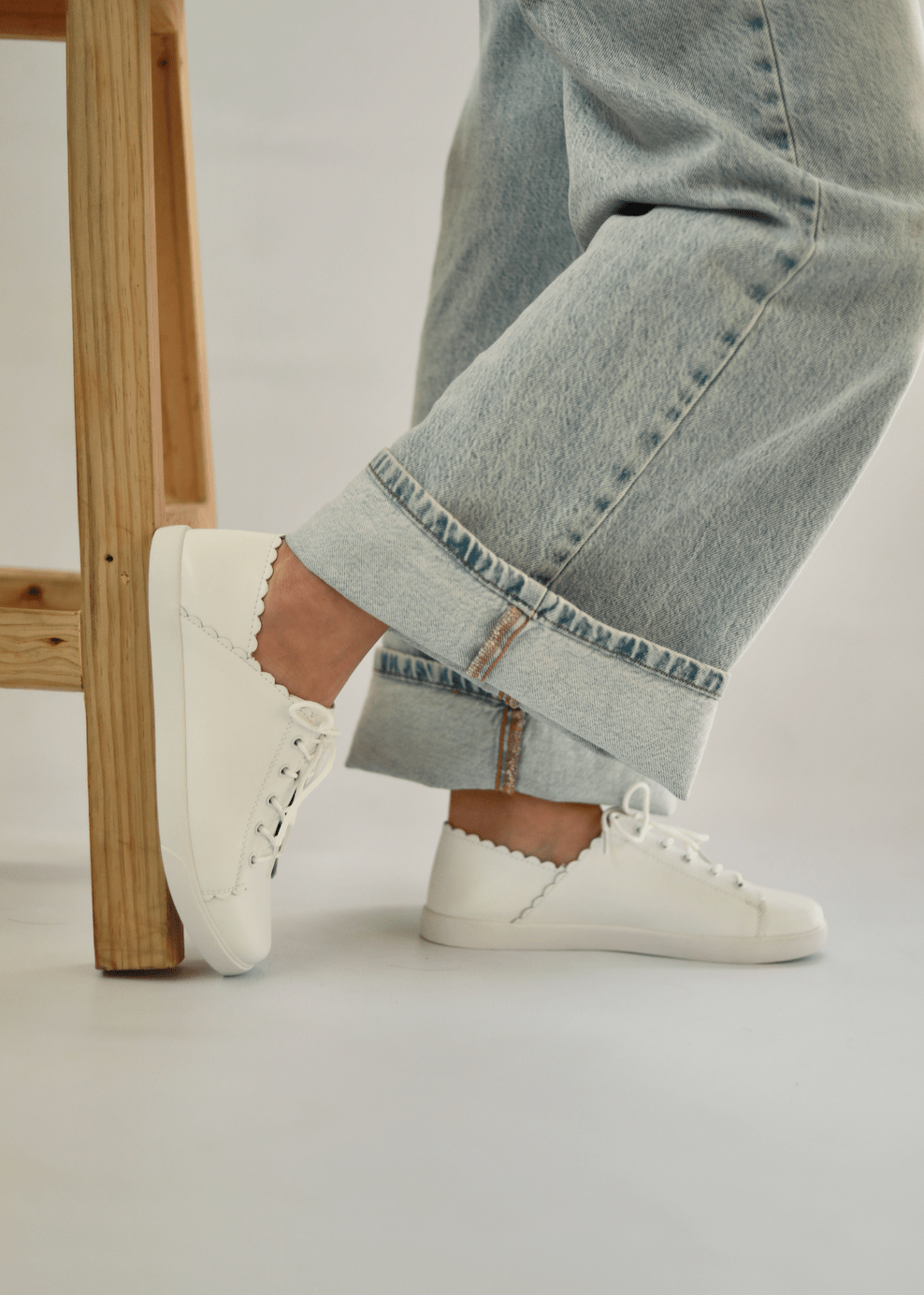 View our Chloe Leather Sneakers In White - by Tribute Store