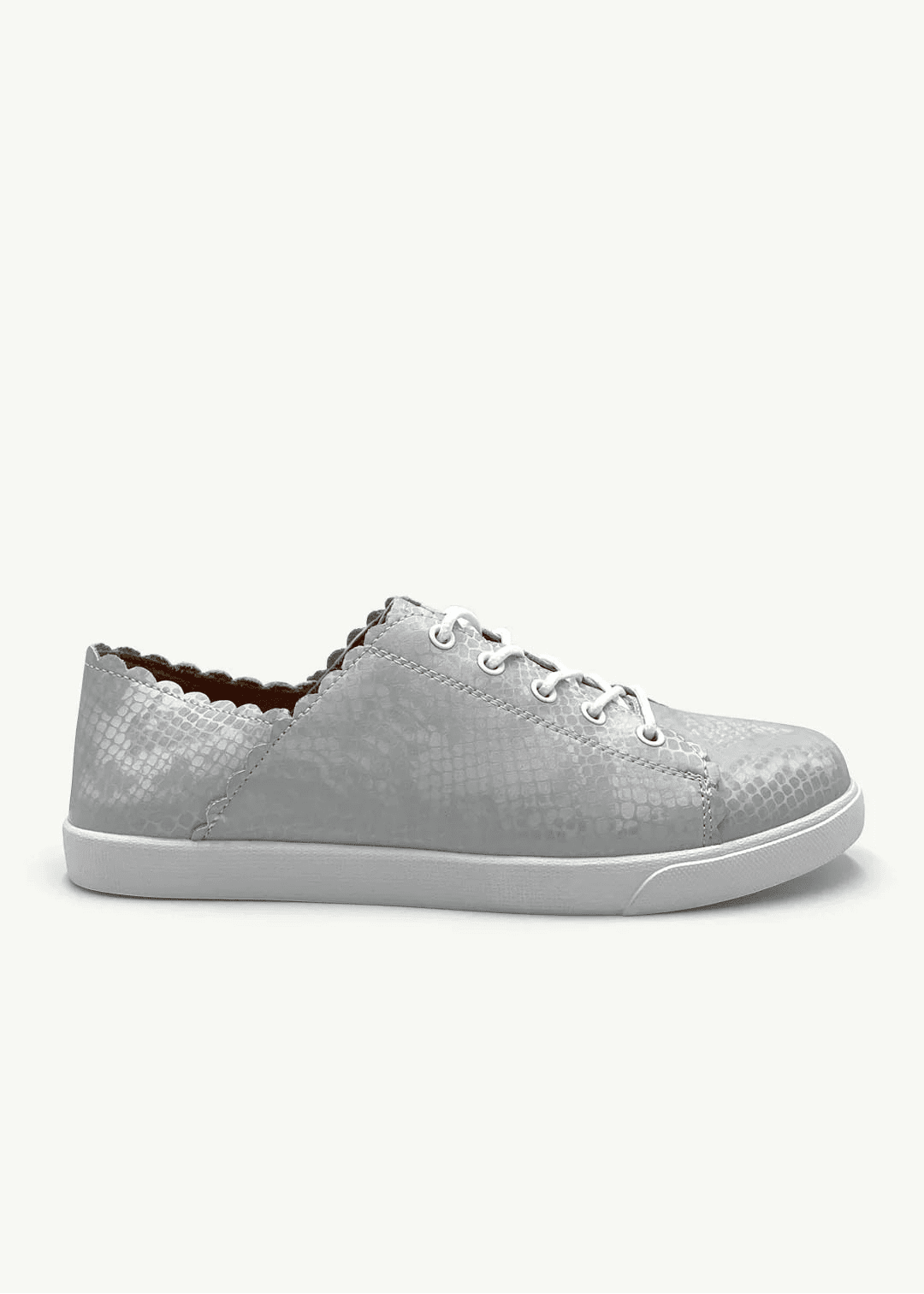 View our Chloe Leather Sneakers With Snake Print In Grey - by Tribute Store