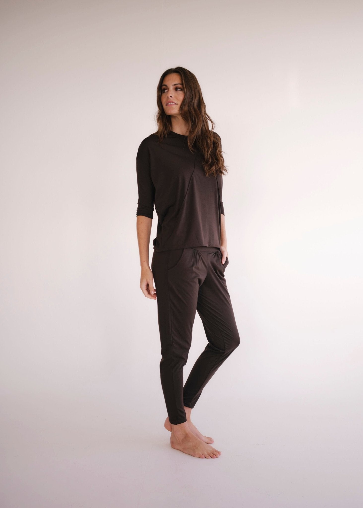 View our Classic Front Pleat Lounge Pants in Chocolate - by Tribute Store