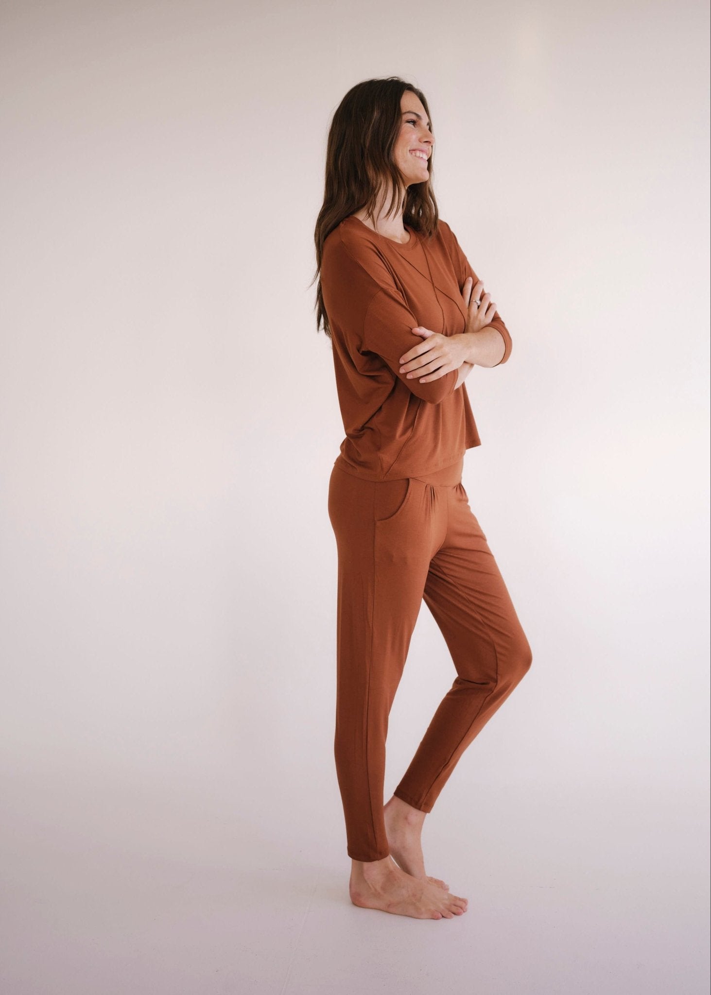 View our Classic Front Pleat Lounge Pants in Tabacco - by Tribute Store