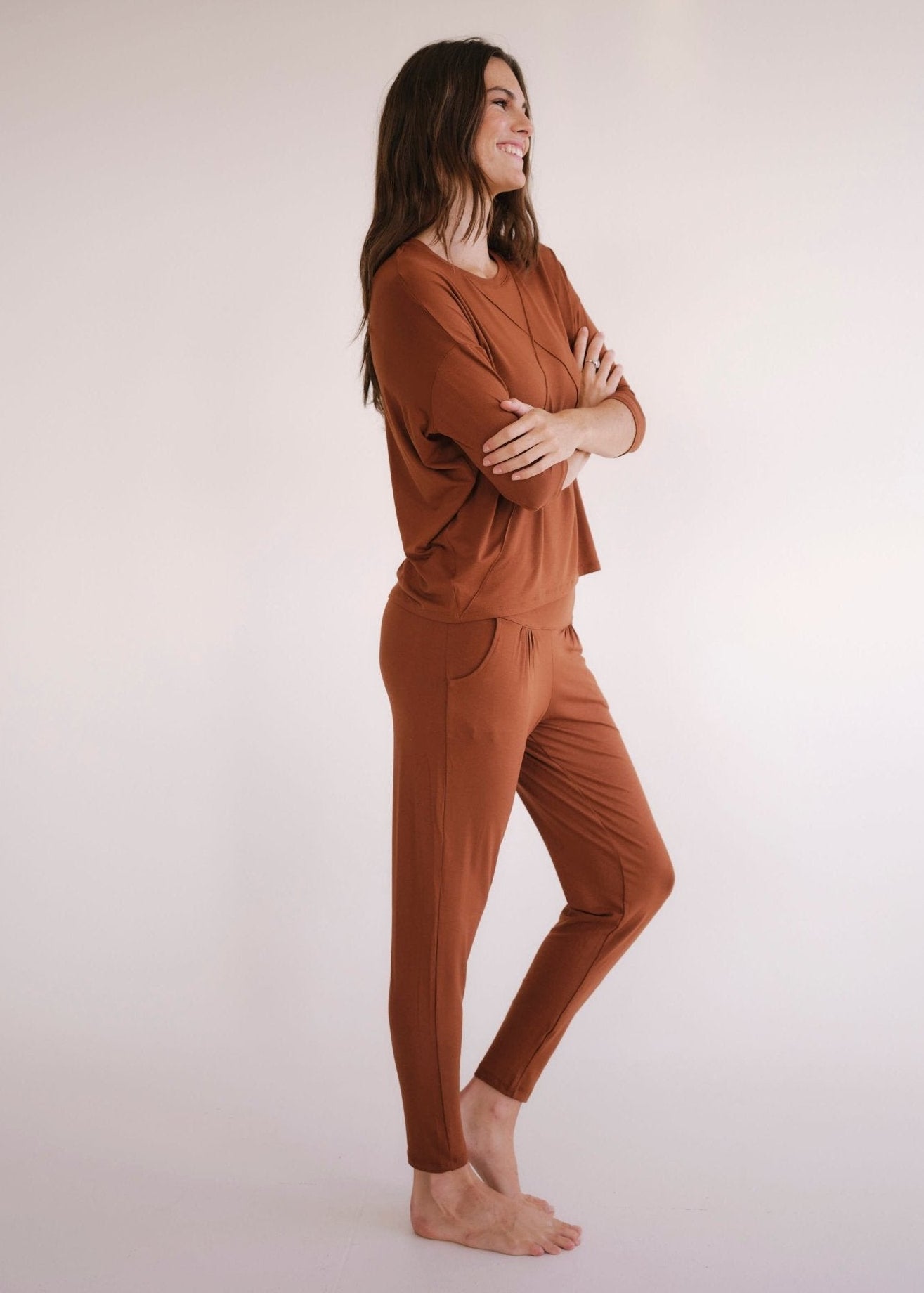 View our Classic Front Pleat Lounge Pants in Tabacco - by Tribute Store