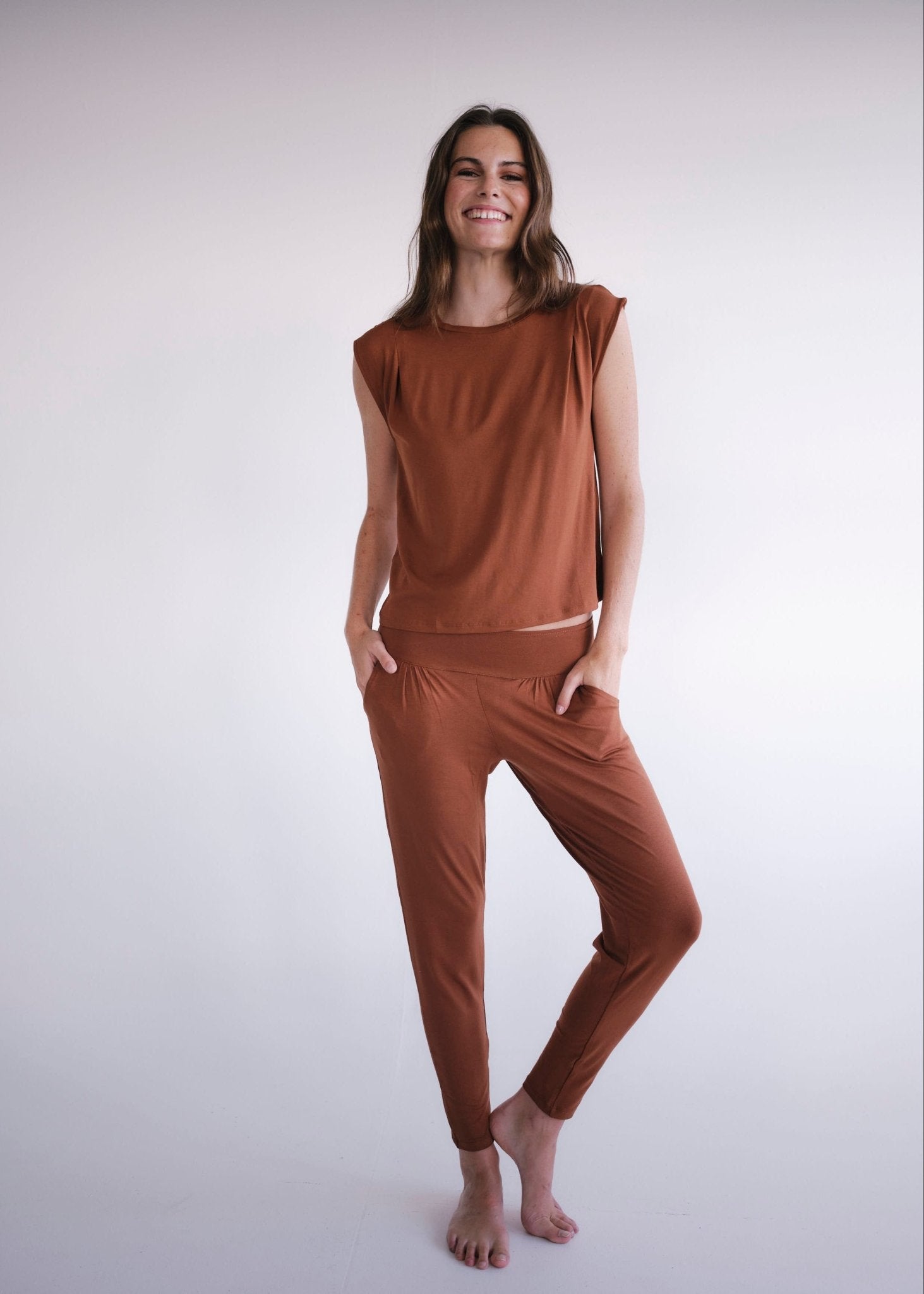 View our Classic Front Pleat Lounge Pants in Tabacco - by Tribute Store