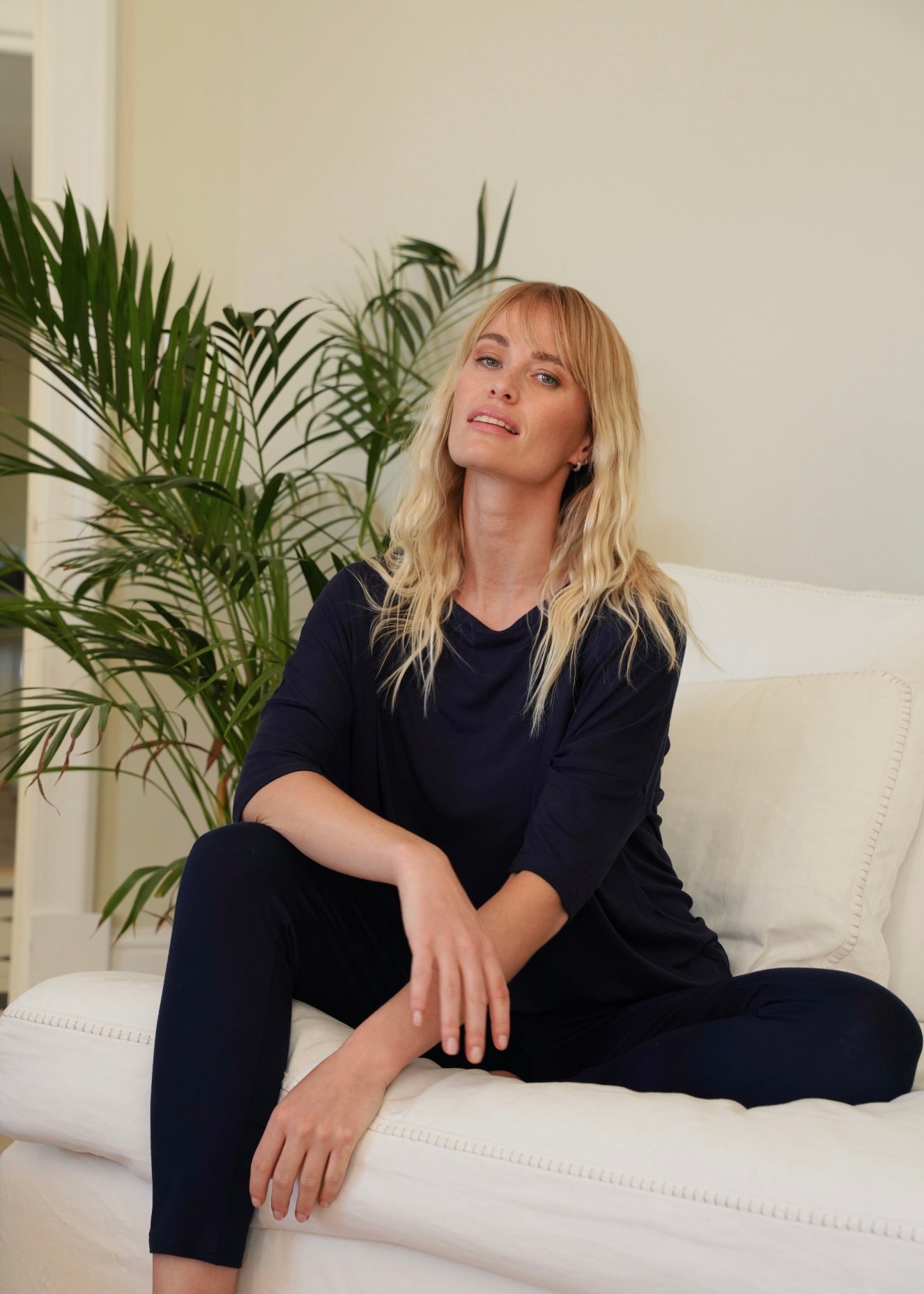 View our Classic Lounge Tee with Back Seam in Navy - by Tribute Store