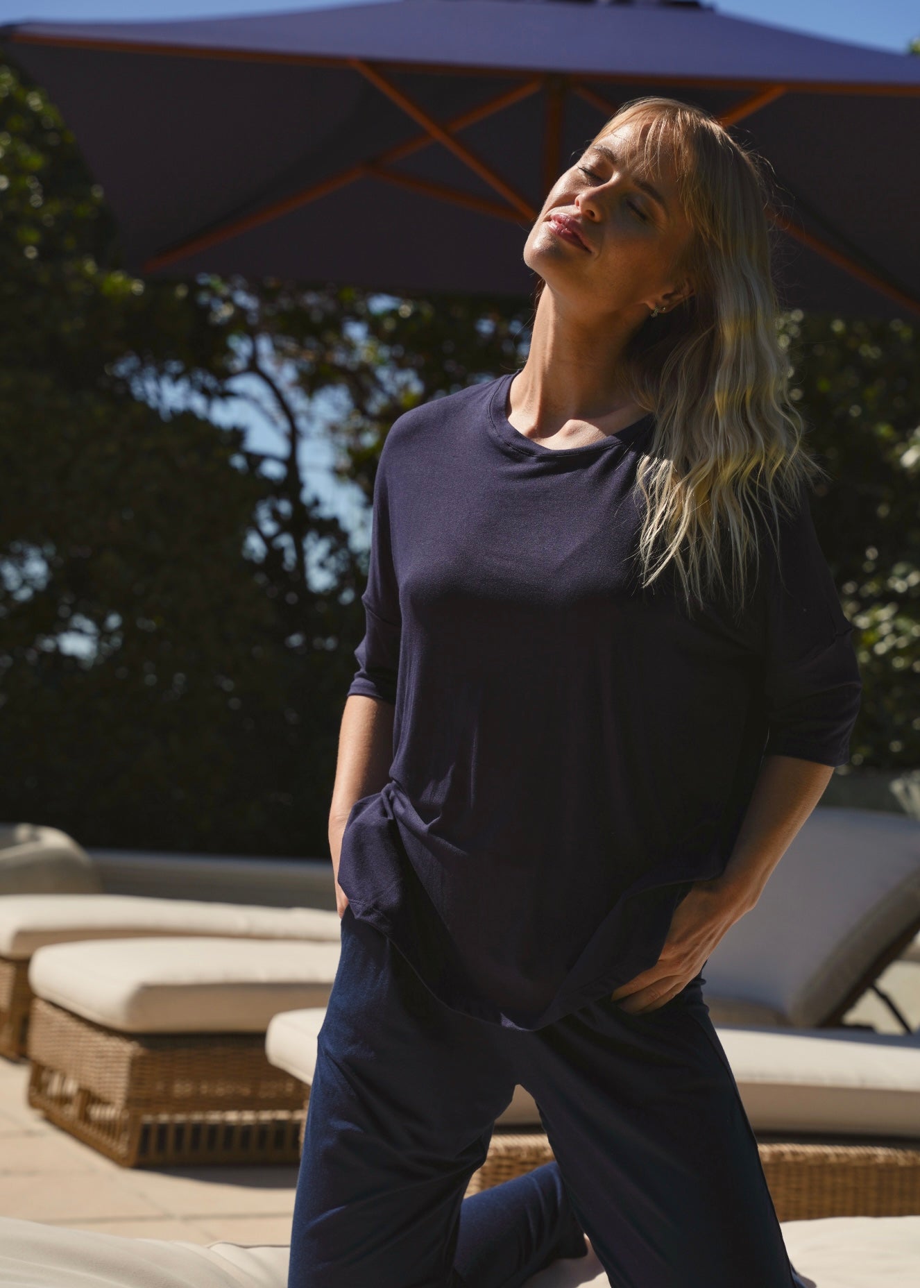 View our Classic Lounge Tee with Back Seam in Navy - by Tribute Store