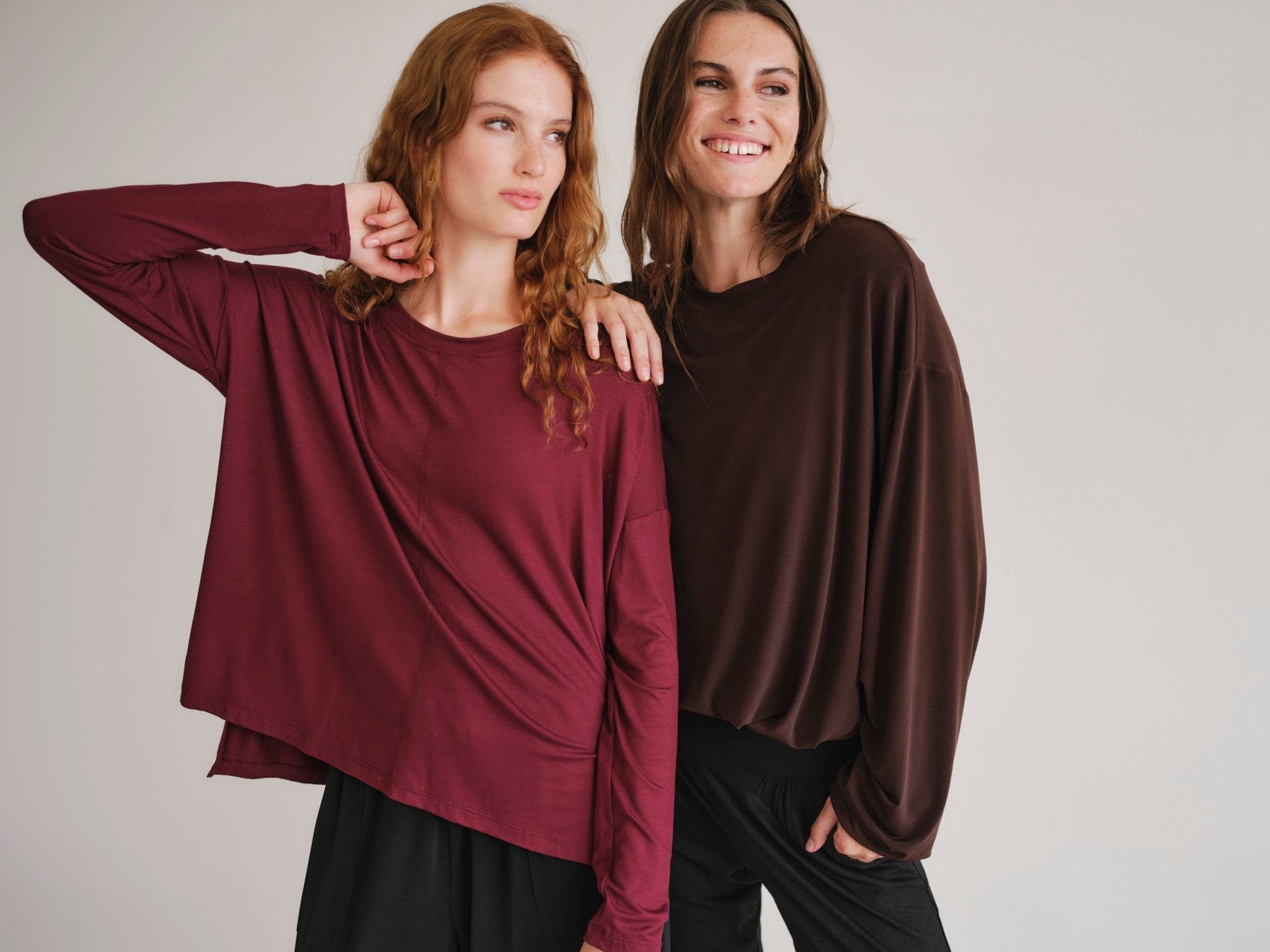 View our Classic Tee With Flossing Detail In Burgundy - by Tribute Store