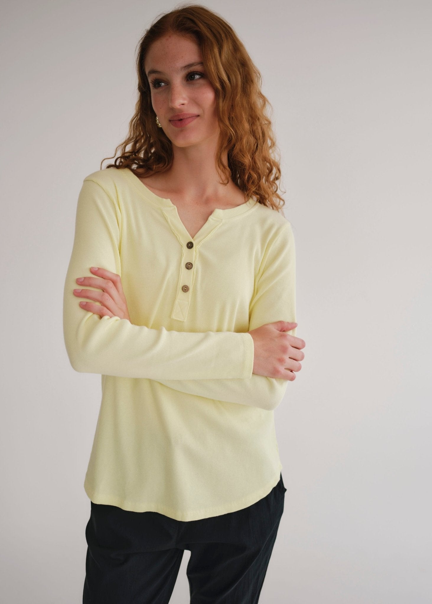 View our Cloud Cotton Long Sleeved Top in Yellow - by Tribute Store