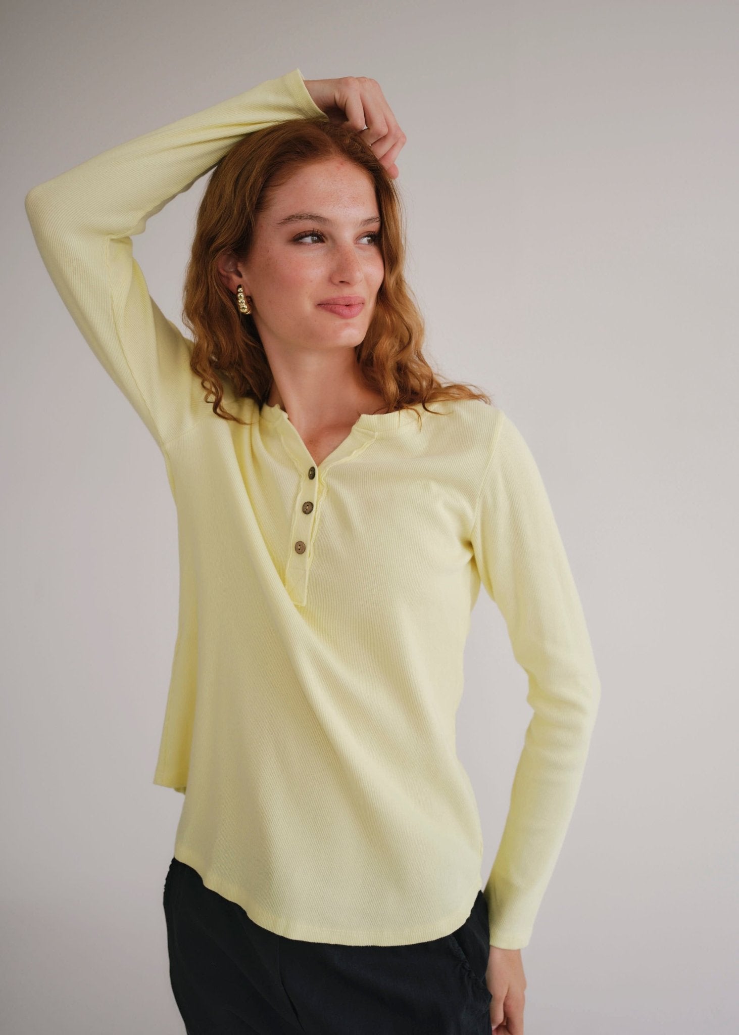 View our Cloud Cotton Long Sleeved Top in Yellow - by Tribute Store