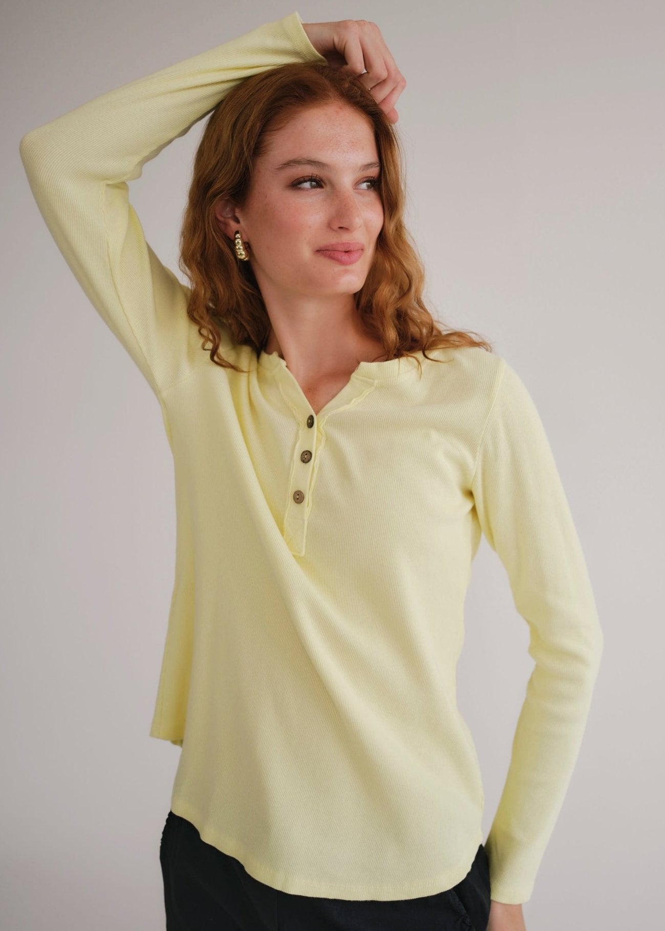View our Cloud Cotton Long Sleeved Top in Yellow - by Tribute Store