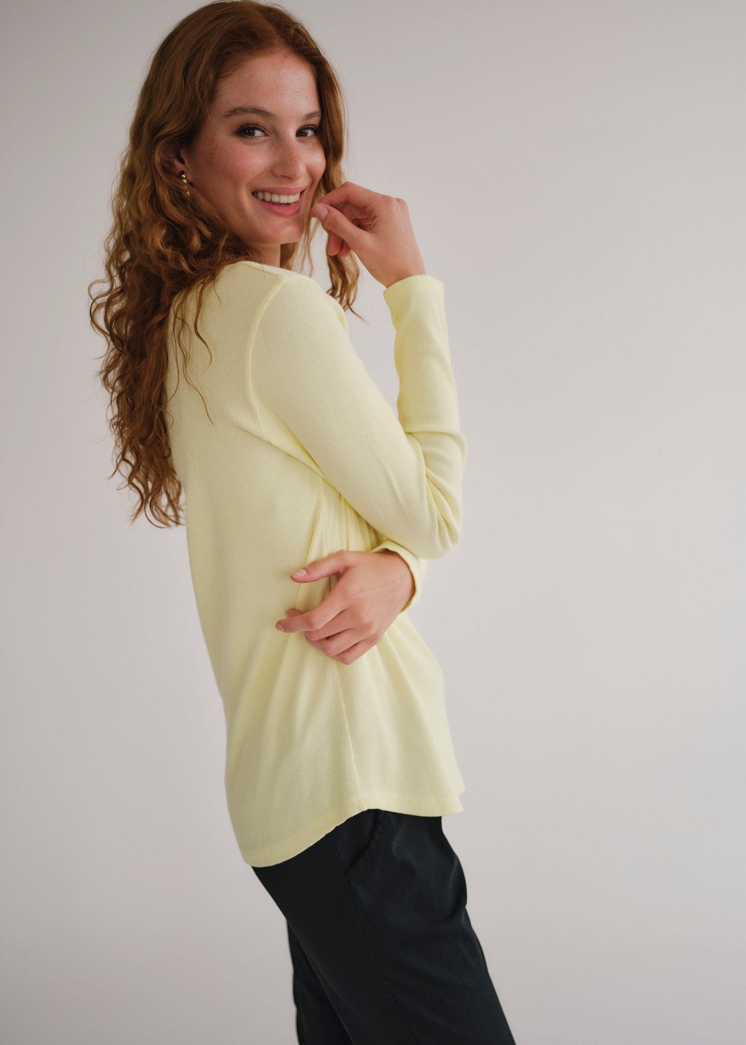 View our Cloud Cotton Long Sleeved Top in Yellow - by Tribute Store