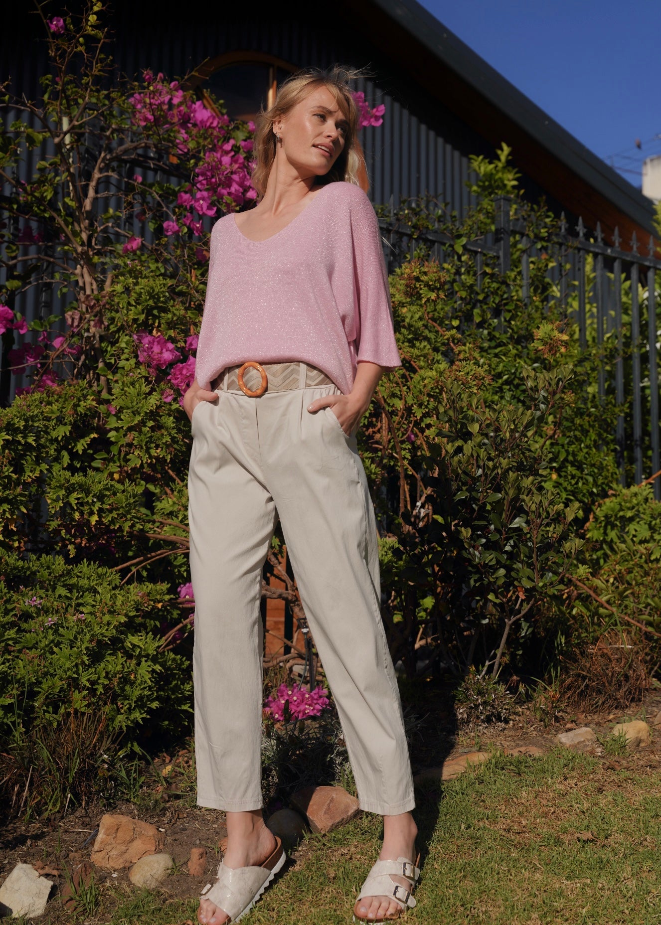 View our Coco Italian Pants With Belt Beige - by Tribute Store