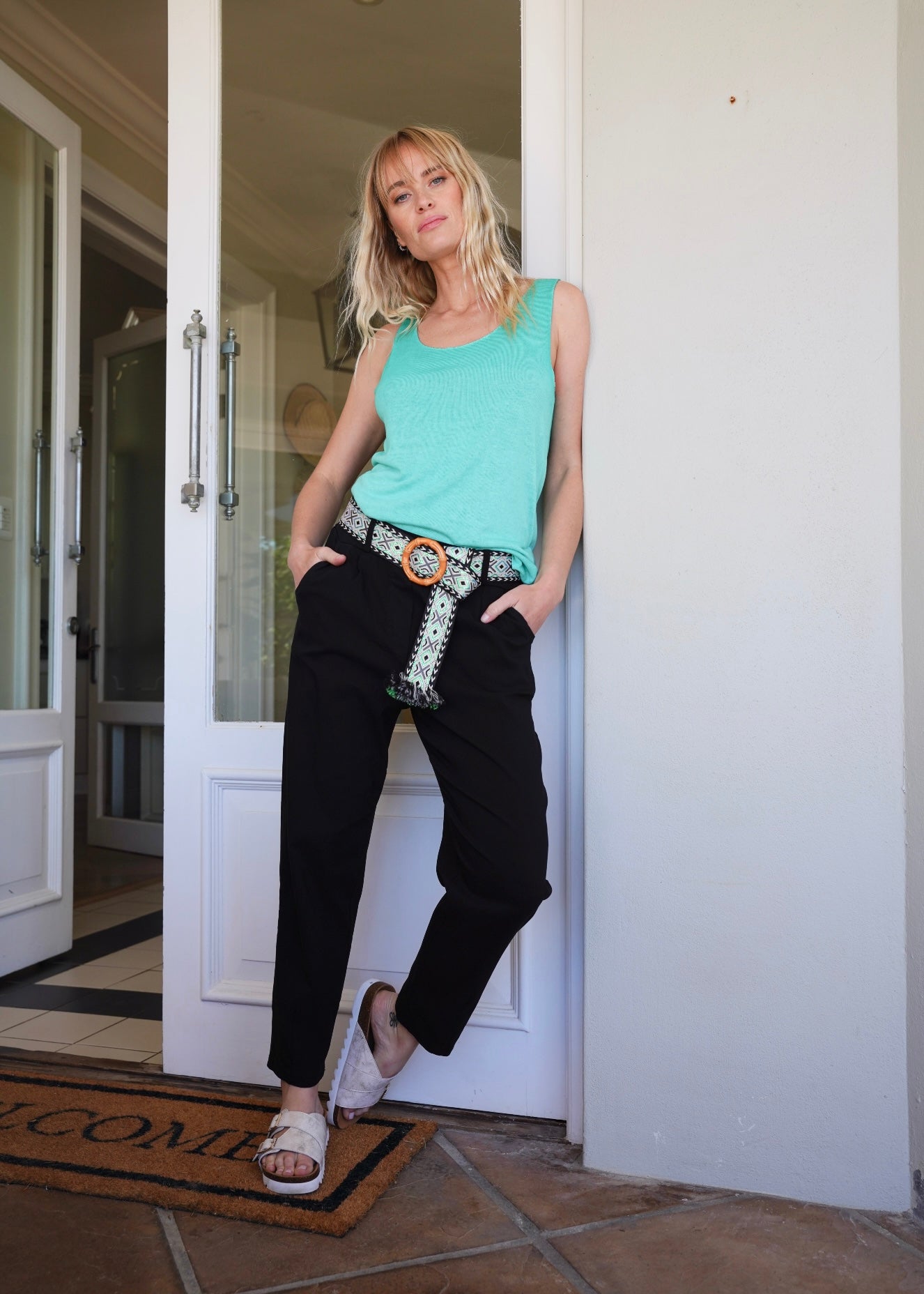 View our Coco Italian Pants With Belt In Black - by Tribute Store