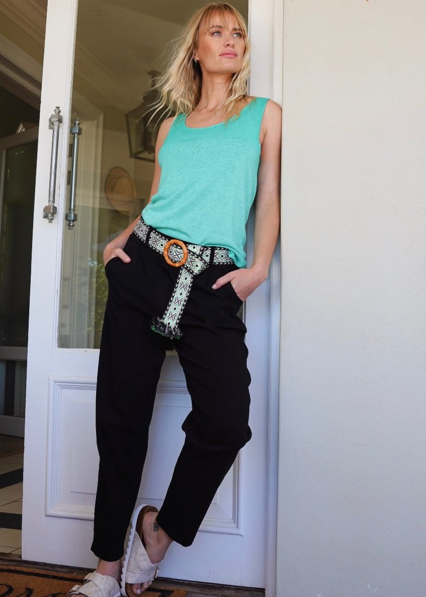 View our Coco Italian Pants With Belt In Black - by Tribute Store