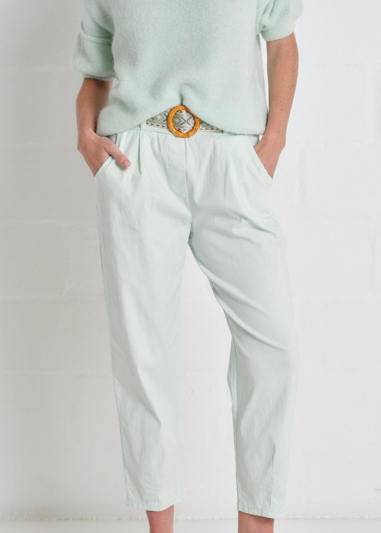 View our Cocoa Italian Tapered Pants In Mint - by Tribute Store
