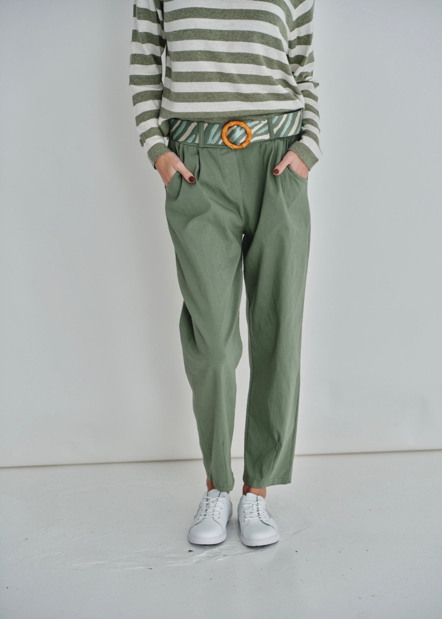 View our Cocoa Pants In Khaki Green - by Tribute Store