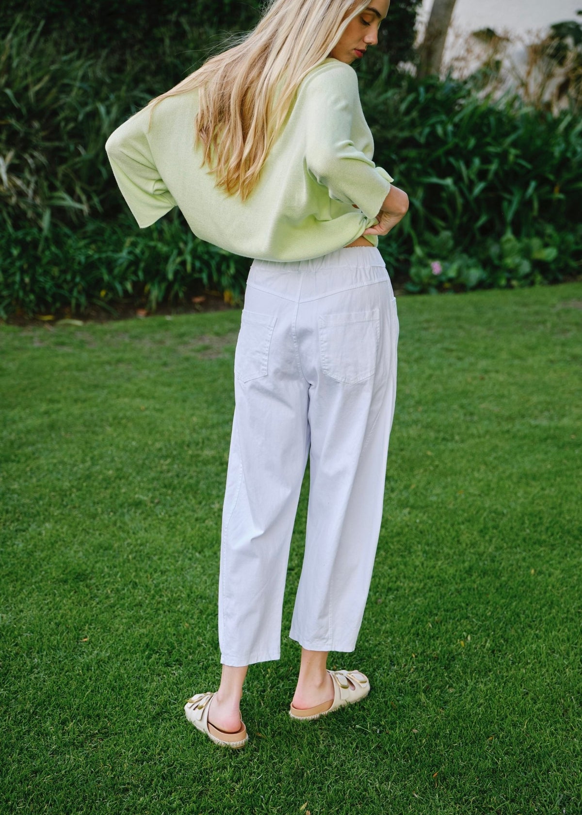 View our Como Italian Cotton Barrel Pants In White - by Tribute Store