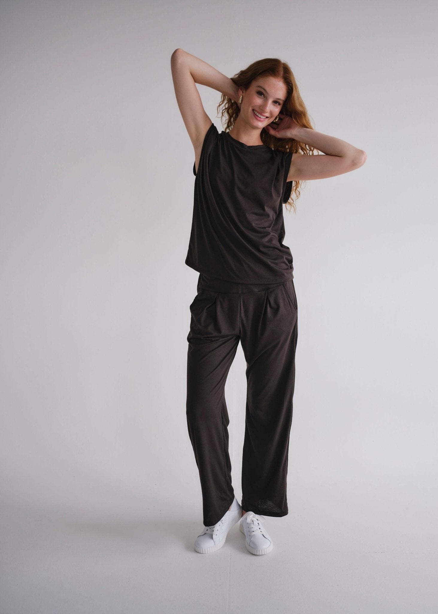 View our Cooper Relaxed Sleeveless Tee In Chocolate - by Tribute Store