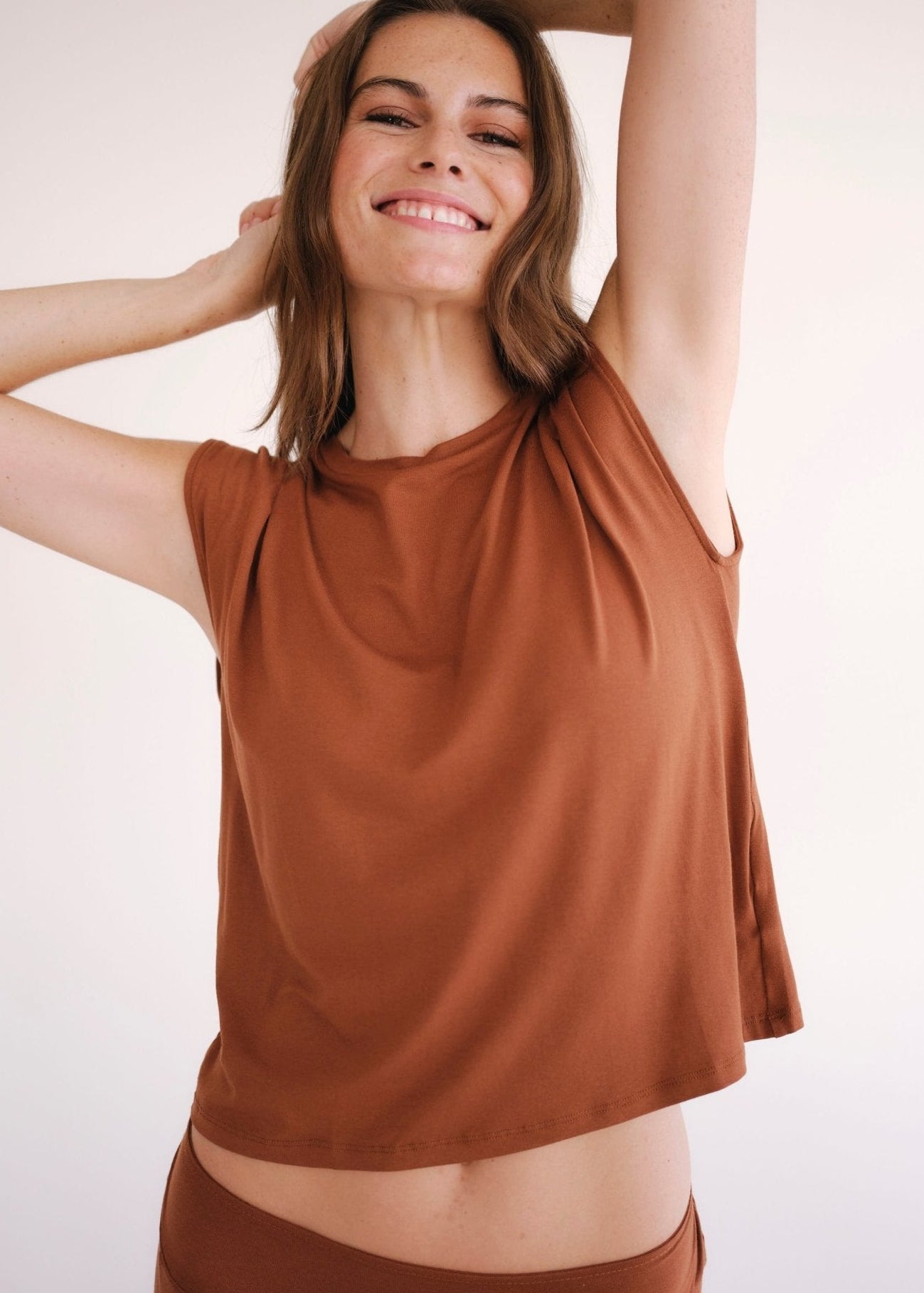 View our Cooper Relaxed Sleeveless Tee In Tabacco - by Tribute Store