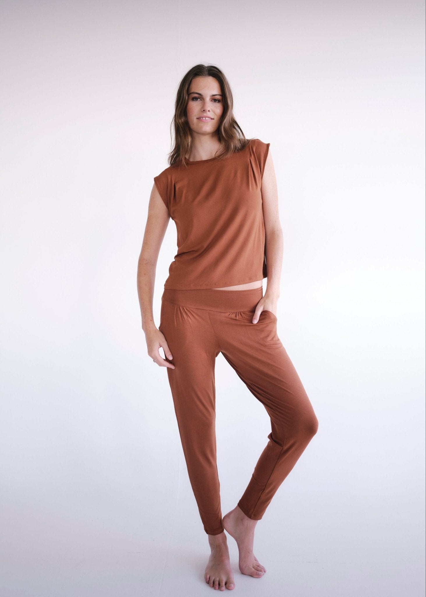 View our Cooper Relaxed Sleeveless Tee In Tabacco - by Tribute Store