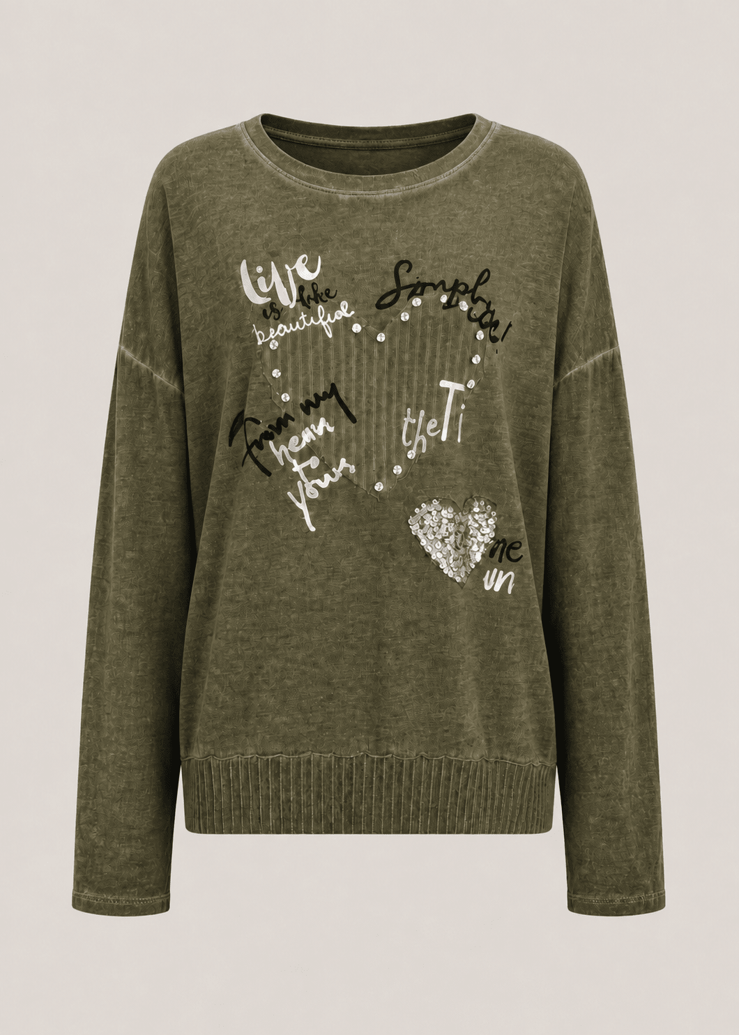 View our Corazon Italian Cotton Jumper In Khaki Green - by Tribute Store