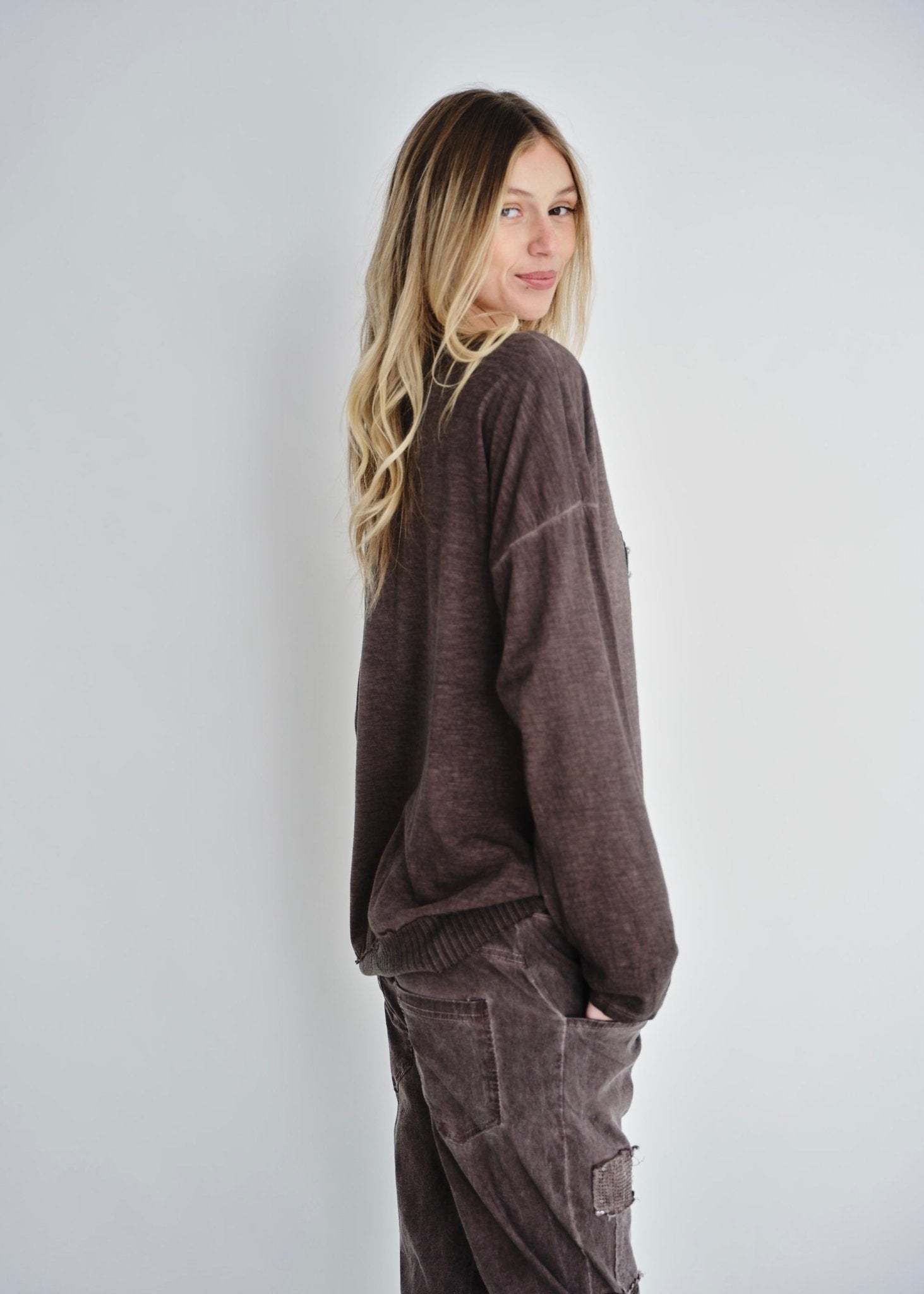 View our Corazon Italian Cotton Jumper In Stonewashed Berry - by Tribute Store